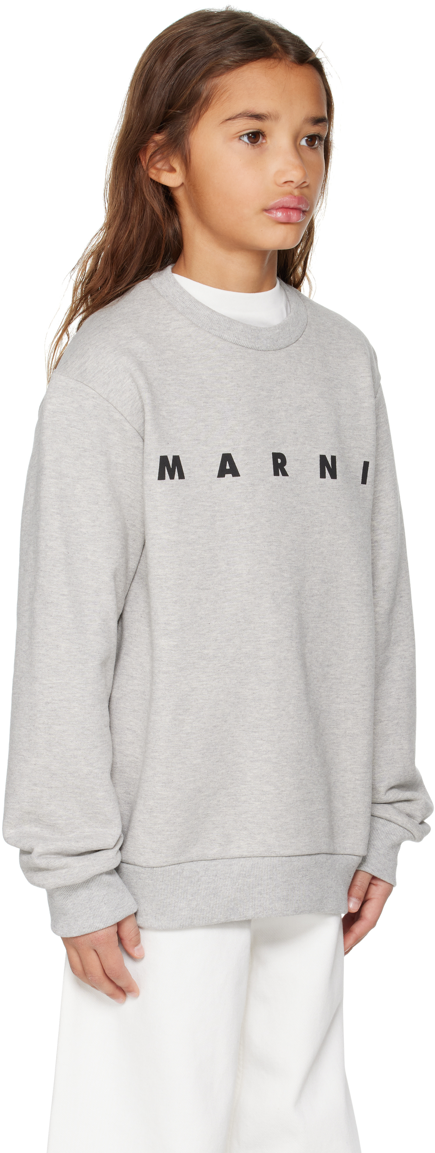 Marni - Enfant | Pull molletonné gris en coton