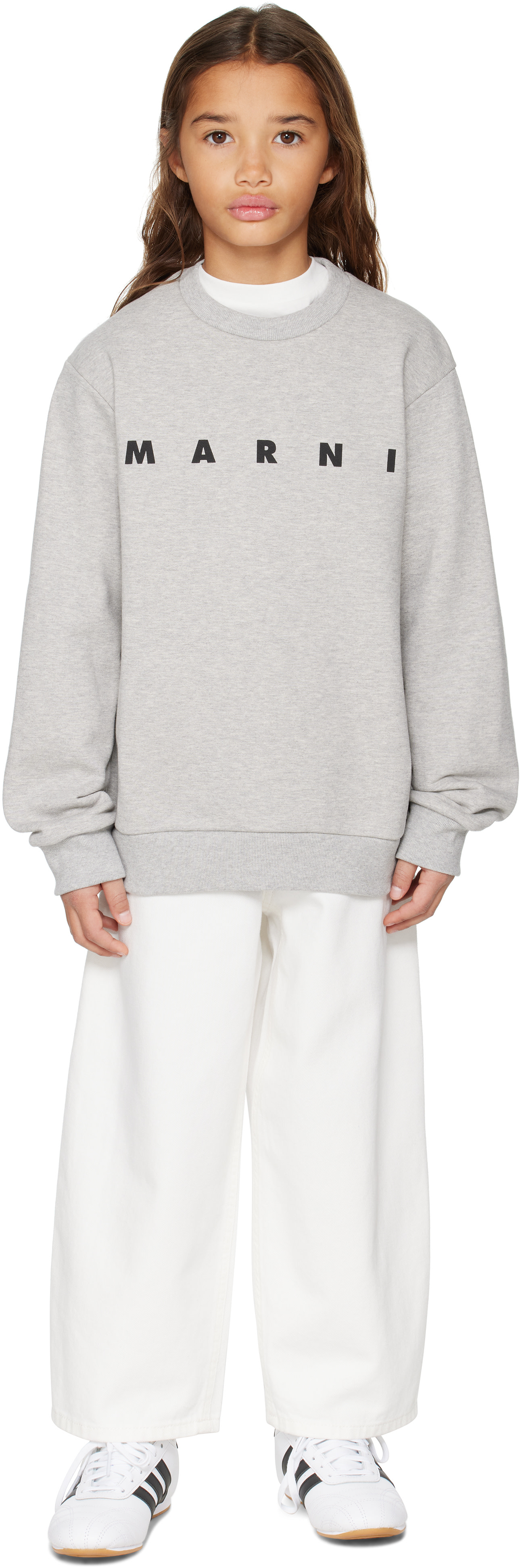 Marni - Enfant | Pull molletonné gris en coton