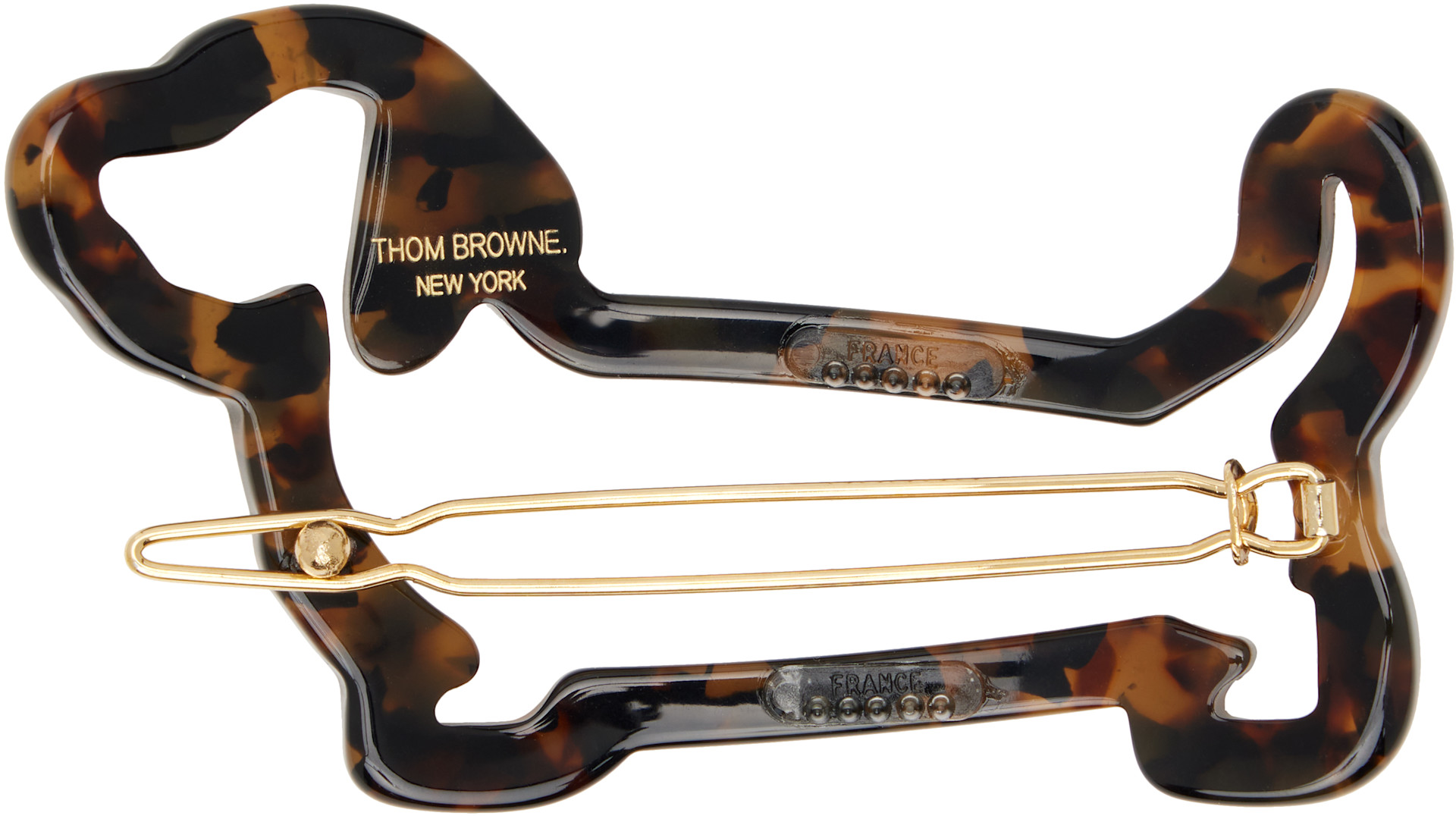 Thom Browne - Barrette Hector brune en acétate