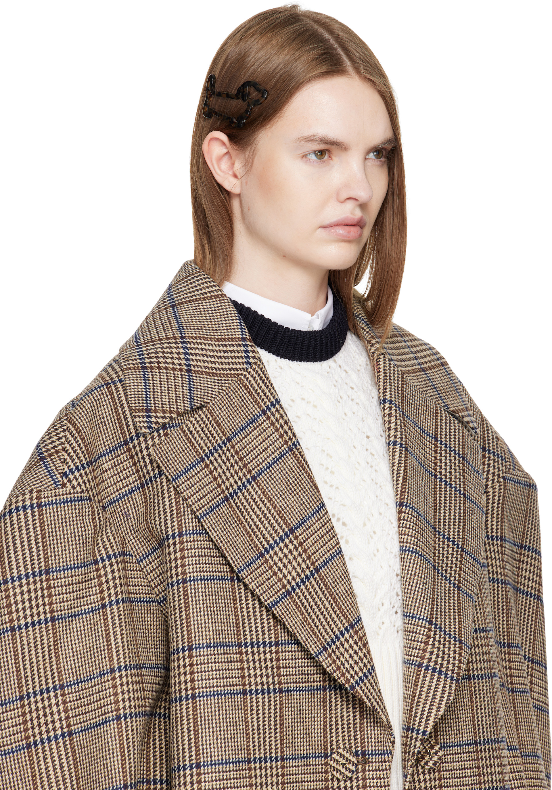 Thom Browne - Barrette Hector brune en acétate