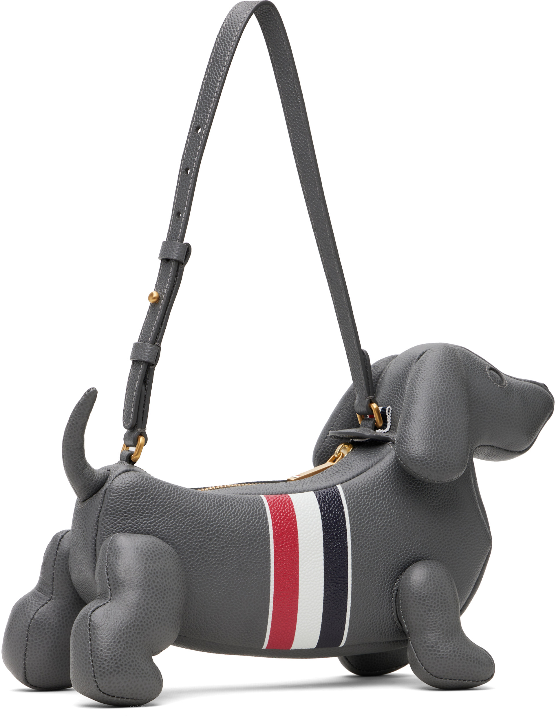 THOM BROWNE ショルダーバッグ グレー Thom Browne: Gray RWB Stripe Baby Hector Bag | SSENSE Singapore