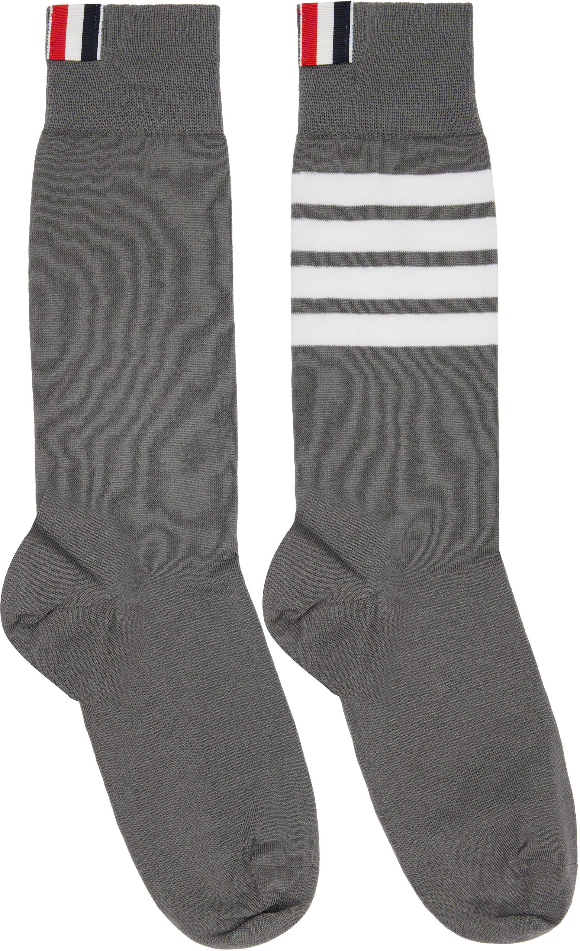 Thom Browne: Gray Cotton 4-Bar Mid Calf Socks | SSENSE