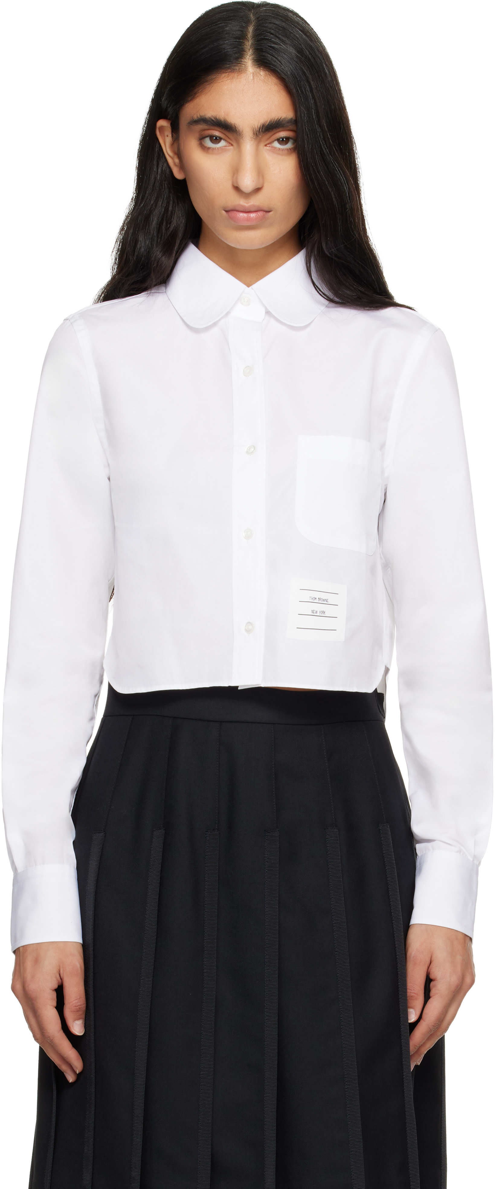 Thom Browne - Chemise écourtée blanche en popeline