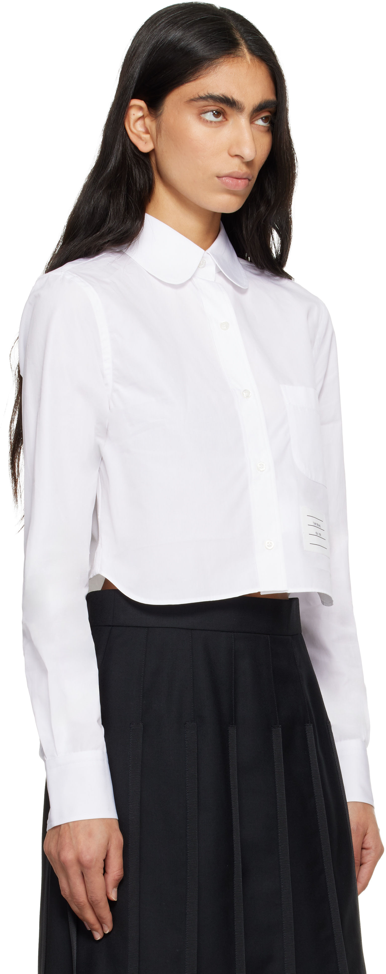 Thom Browne - Chemise écourtée blanche en popeline