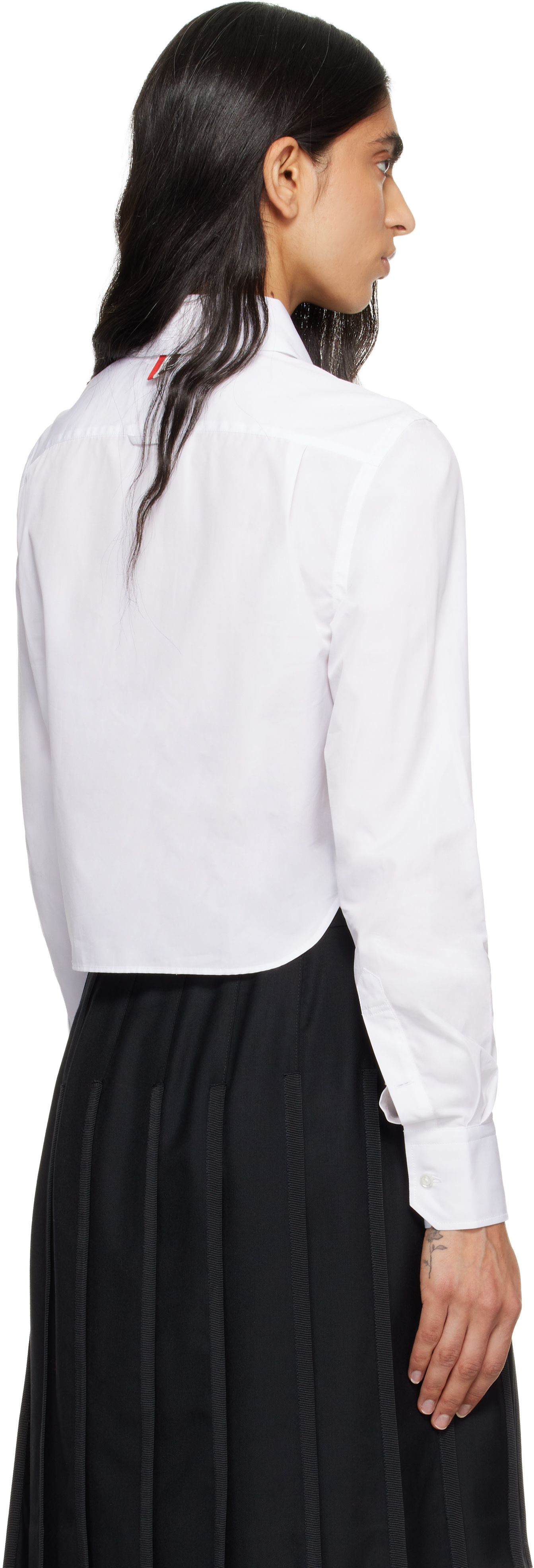 Thom Browne - Chemise écourtée blanche en popeline
