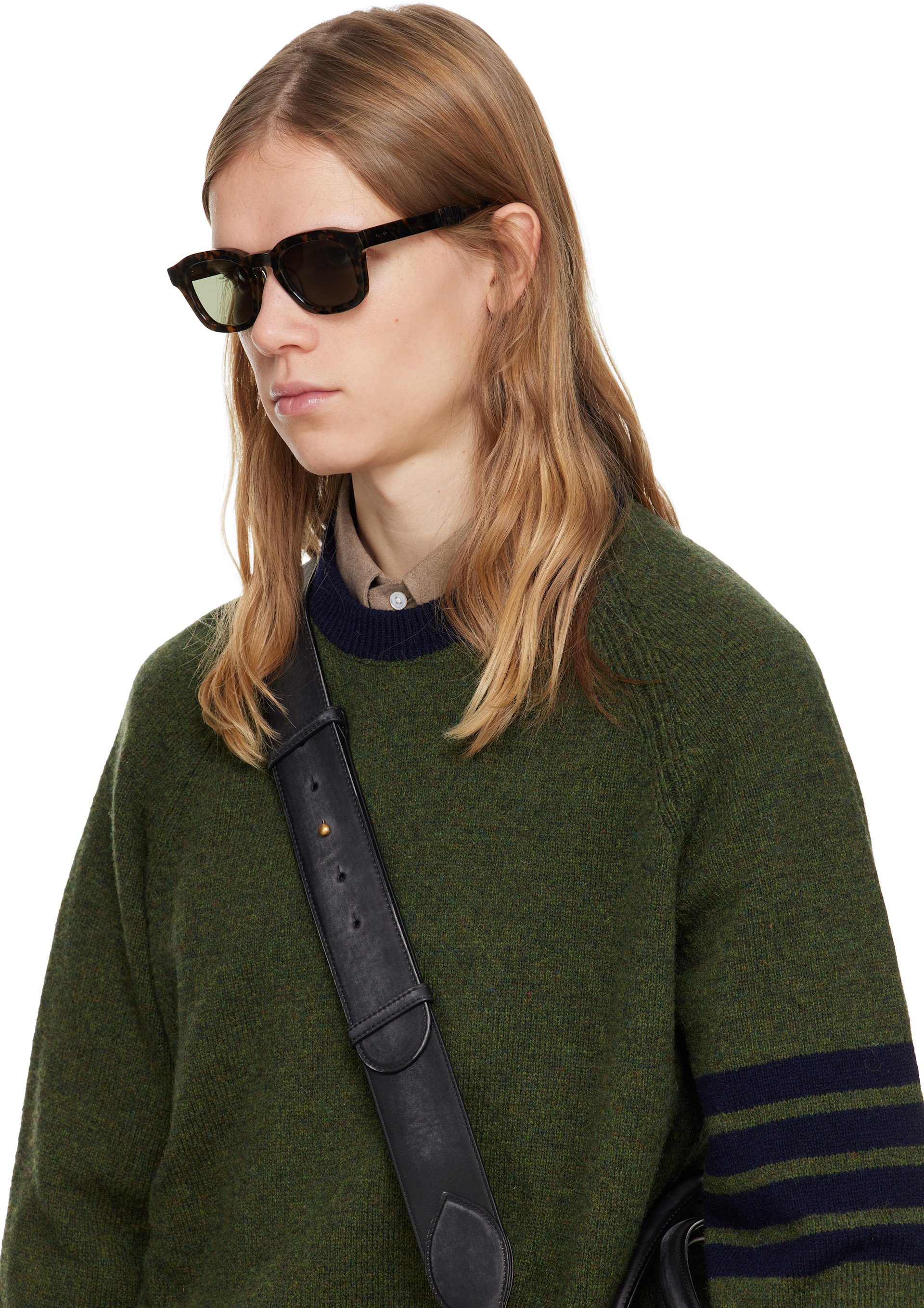 Thom Browne - Brown Acetate Rectangular Sunglasses