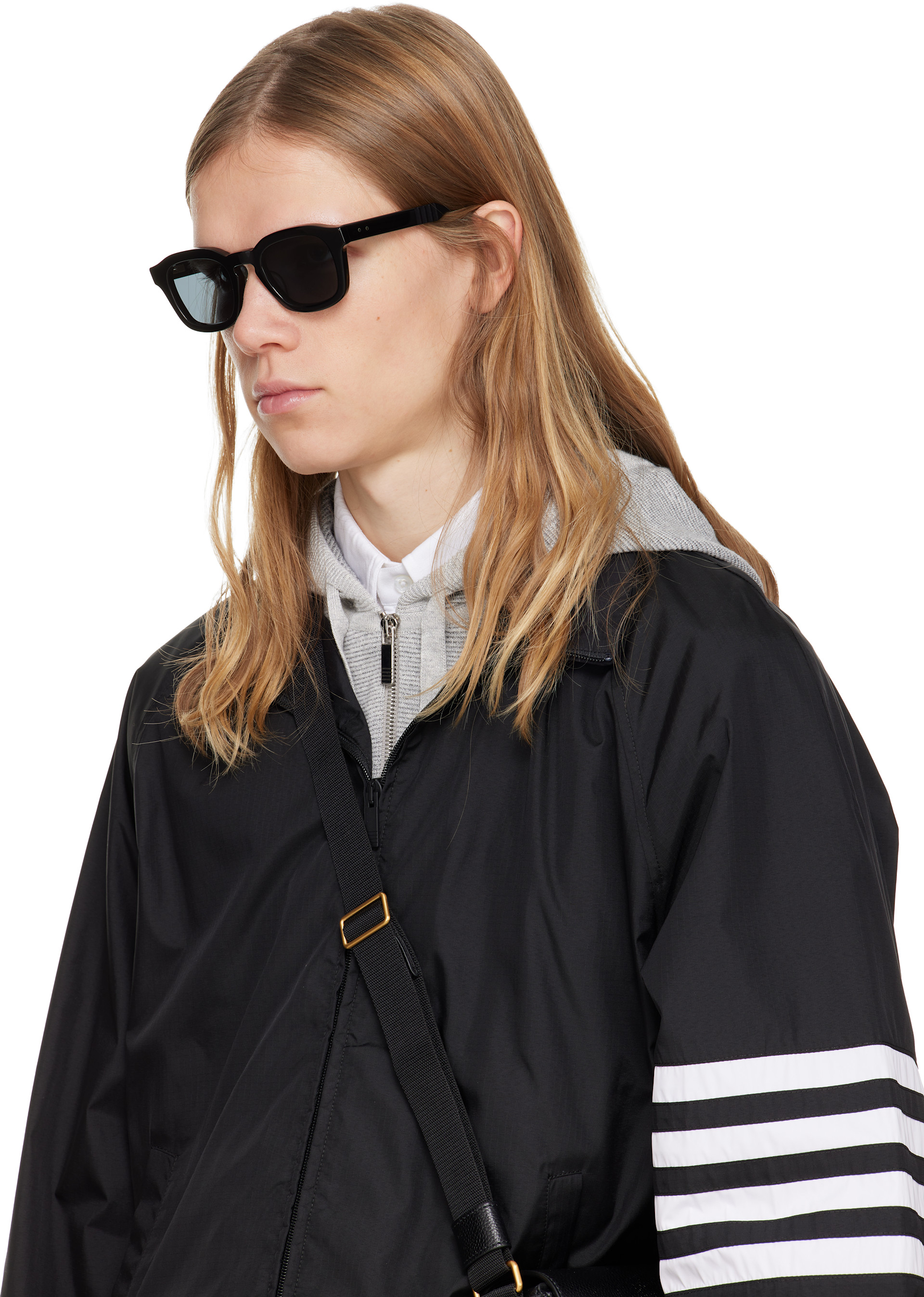 Thom Browne - Black Acetate Rectangular Sunglasses