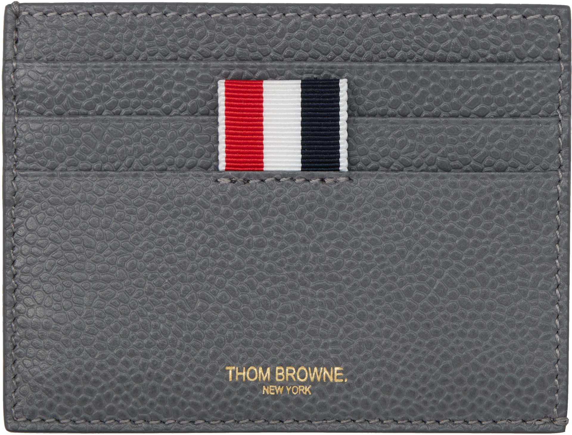 Thom Browne - 그레이 페블 텍스처 카드 지갑
