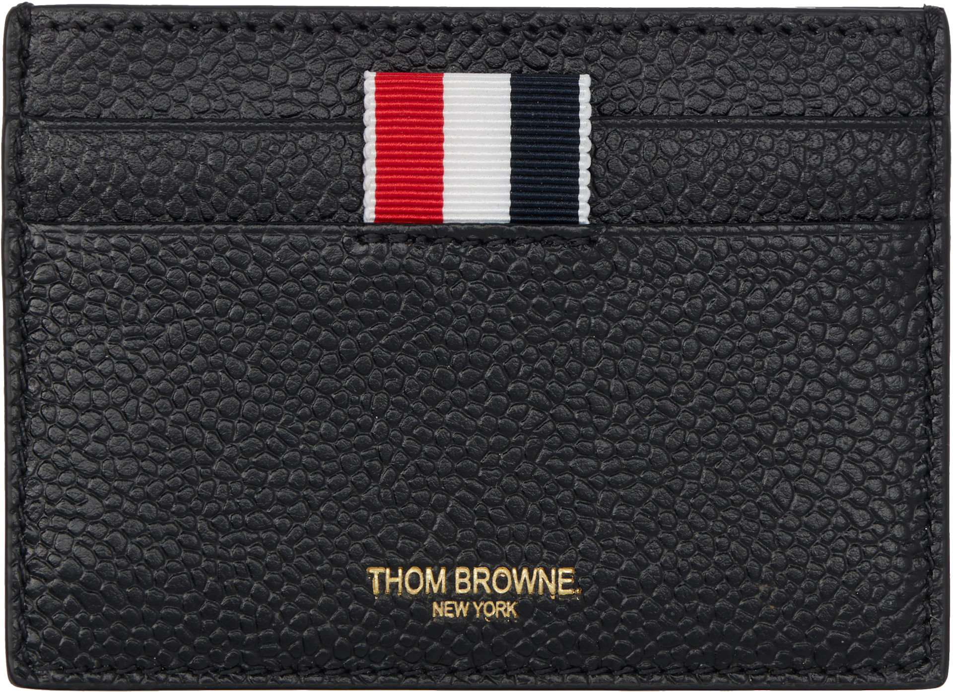 Thom Browne - 블랙 페블 텍스처 싱글 카드 지갑