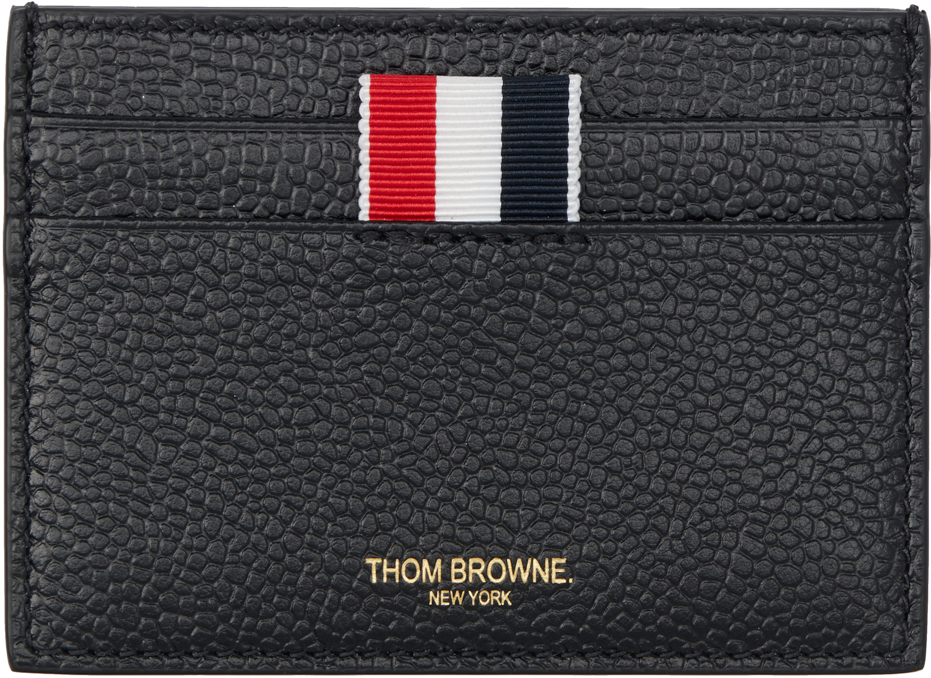 Thom Browne - 블랙 페블 텍스처 헥터 싱글 카드 지갑