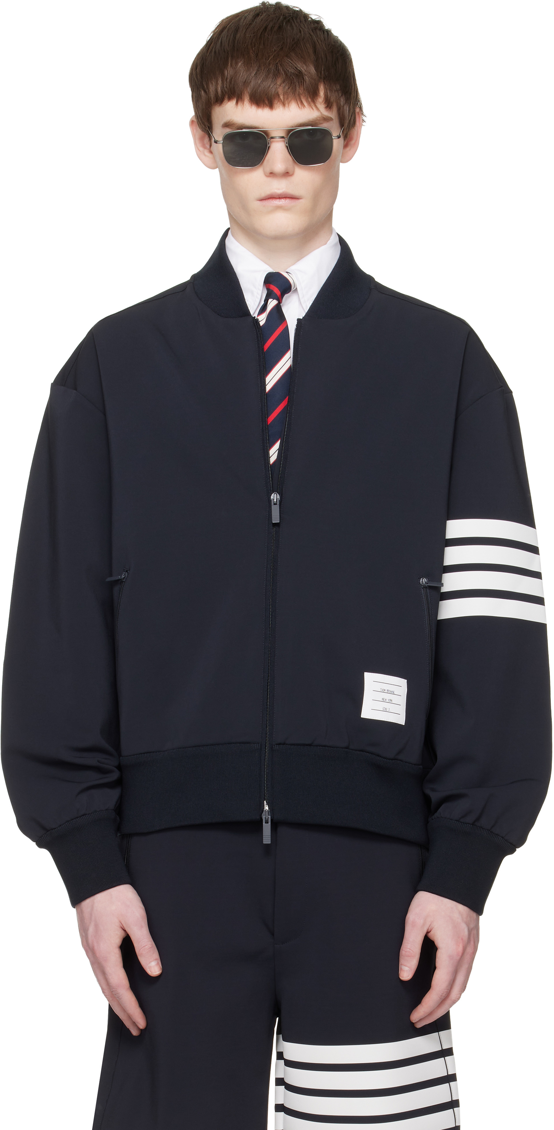 Thom Browne - ネイビー Printed 4-Bar ボンバージャケット