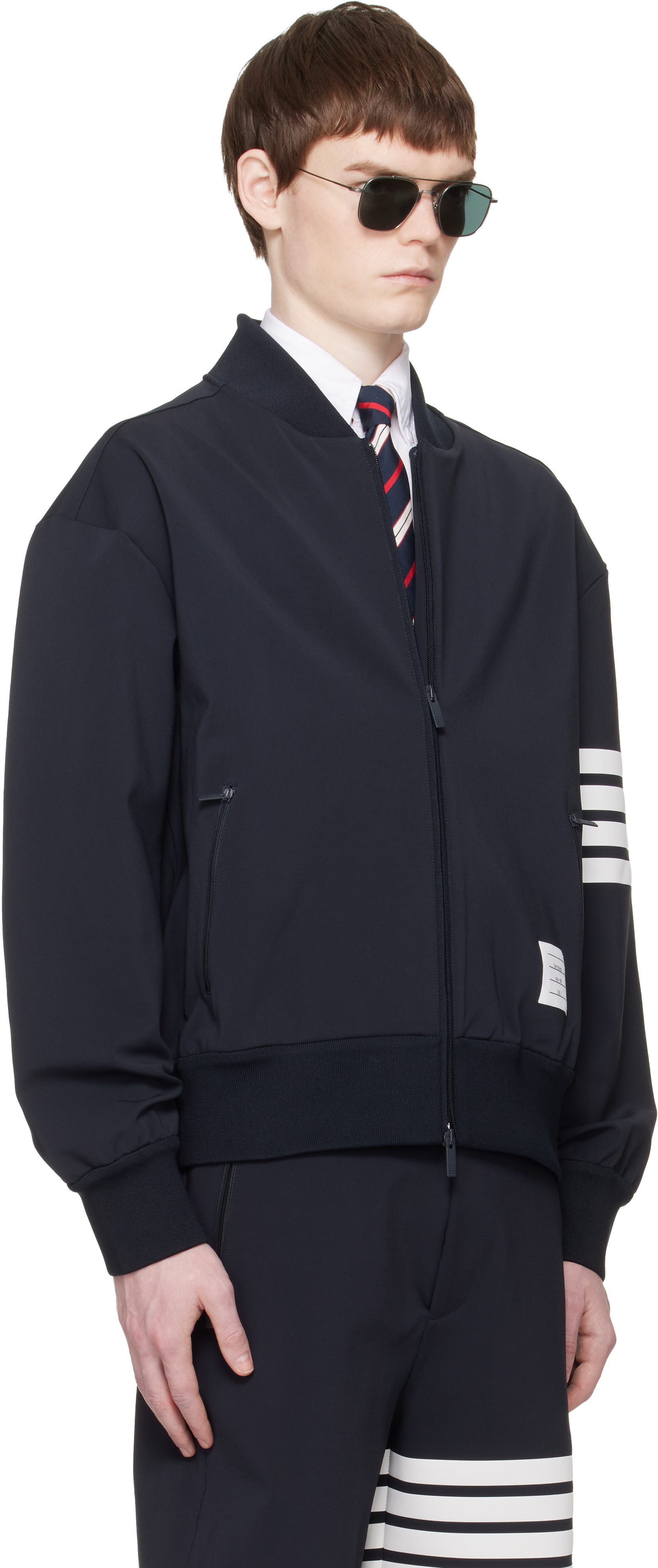 Thom Browne - ネイビー Printed 4-Bar ボンバージャケット
