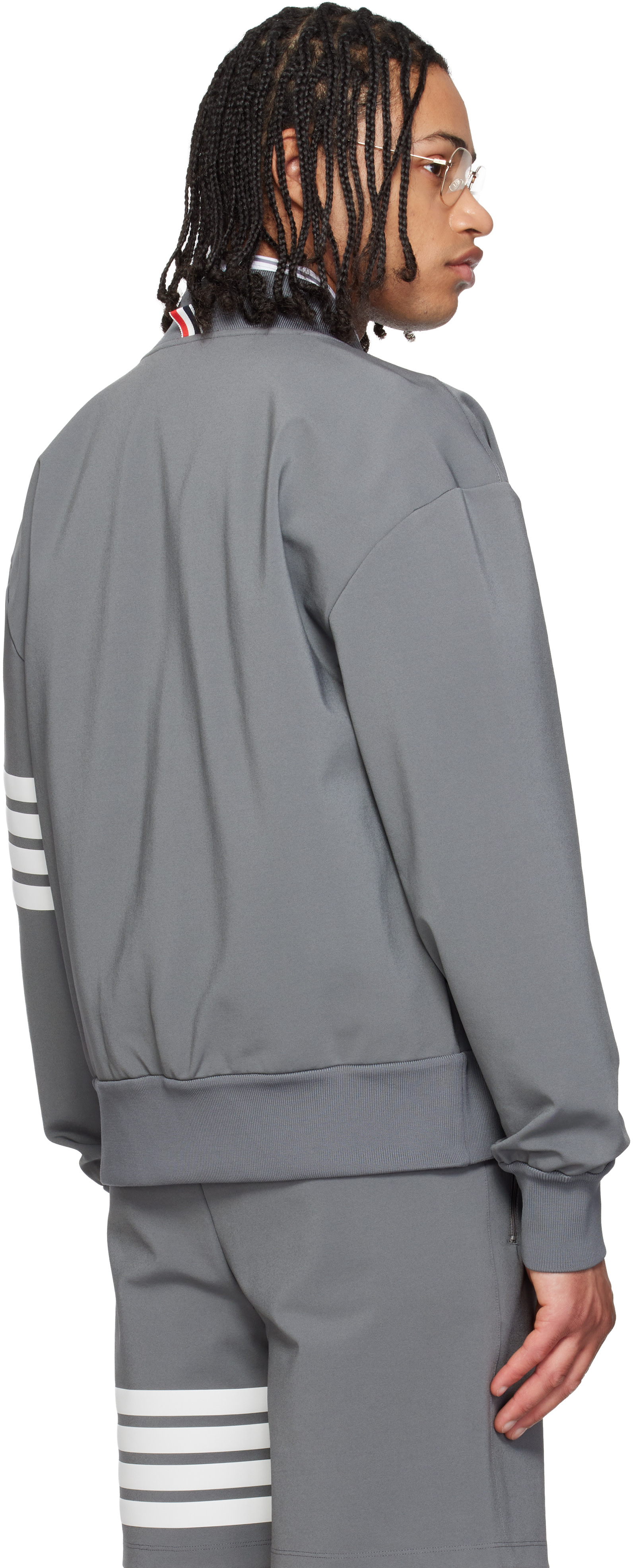 Thom Browne - Gray 4-Bar Tech Bomber Jacket