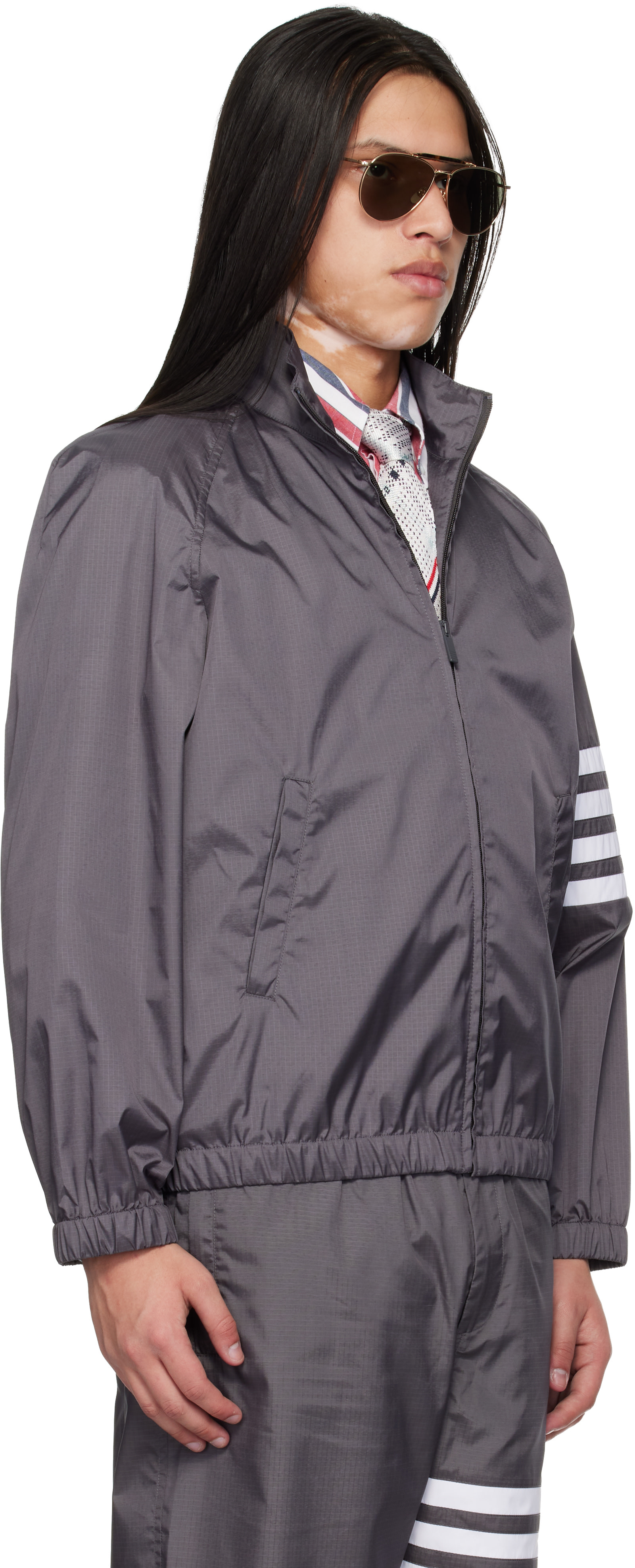 Thom Browne - グレー Shiny Ripstop Raglan 4-Bar トラックジャケット