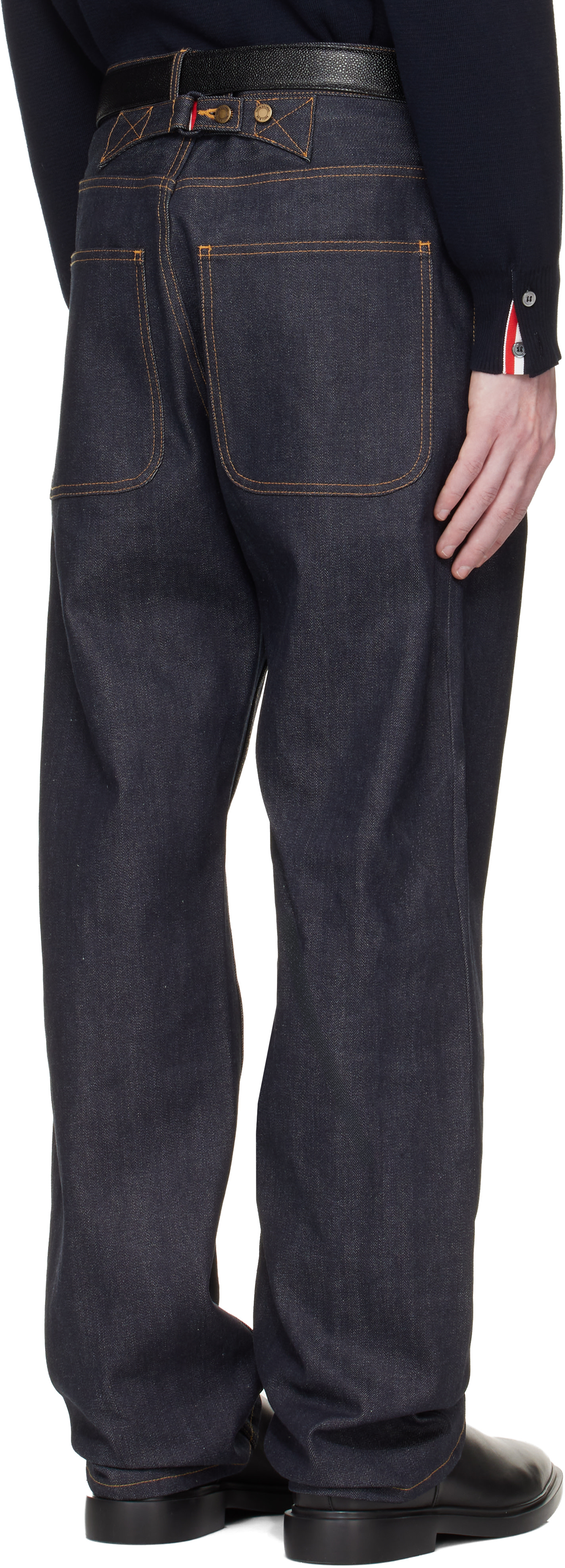 Thom Browne: Navy Selvedge Denim 5-Pocket Jeans | SSENSE