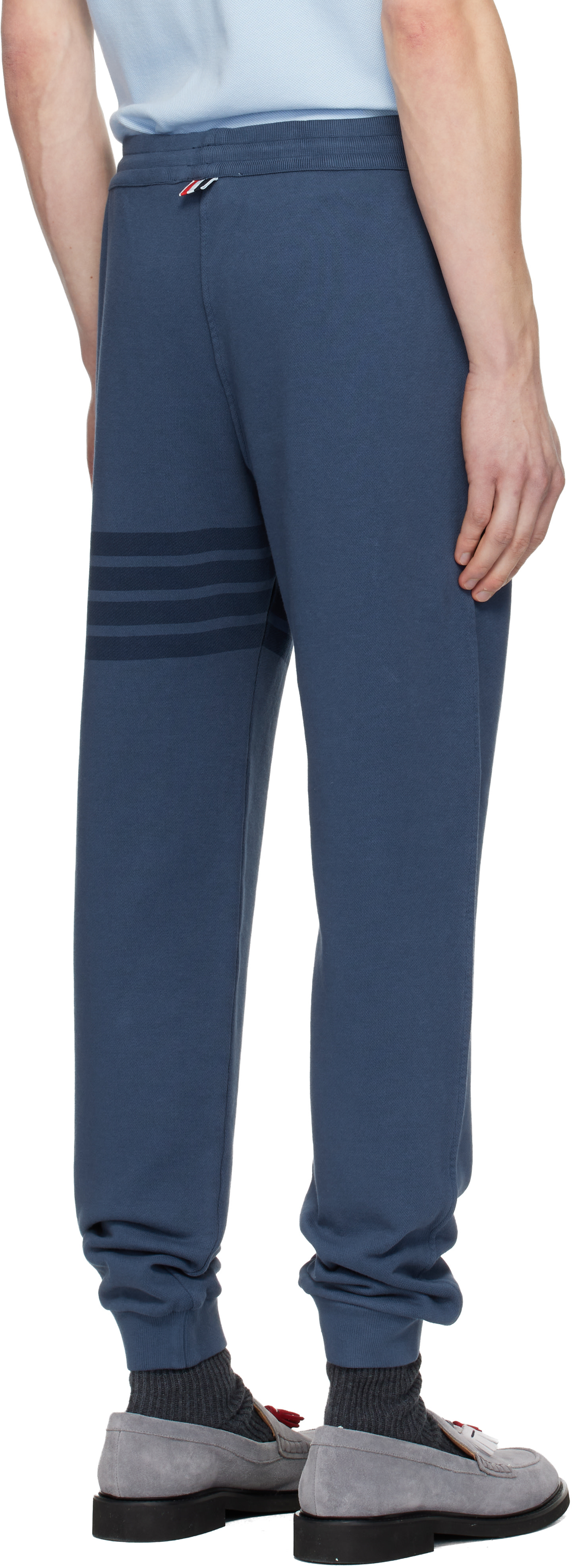 Thom Browne - Blue Overdyed Solid Loopback 4 Bar Sweatpants