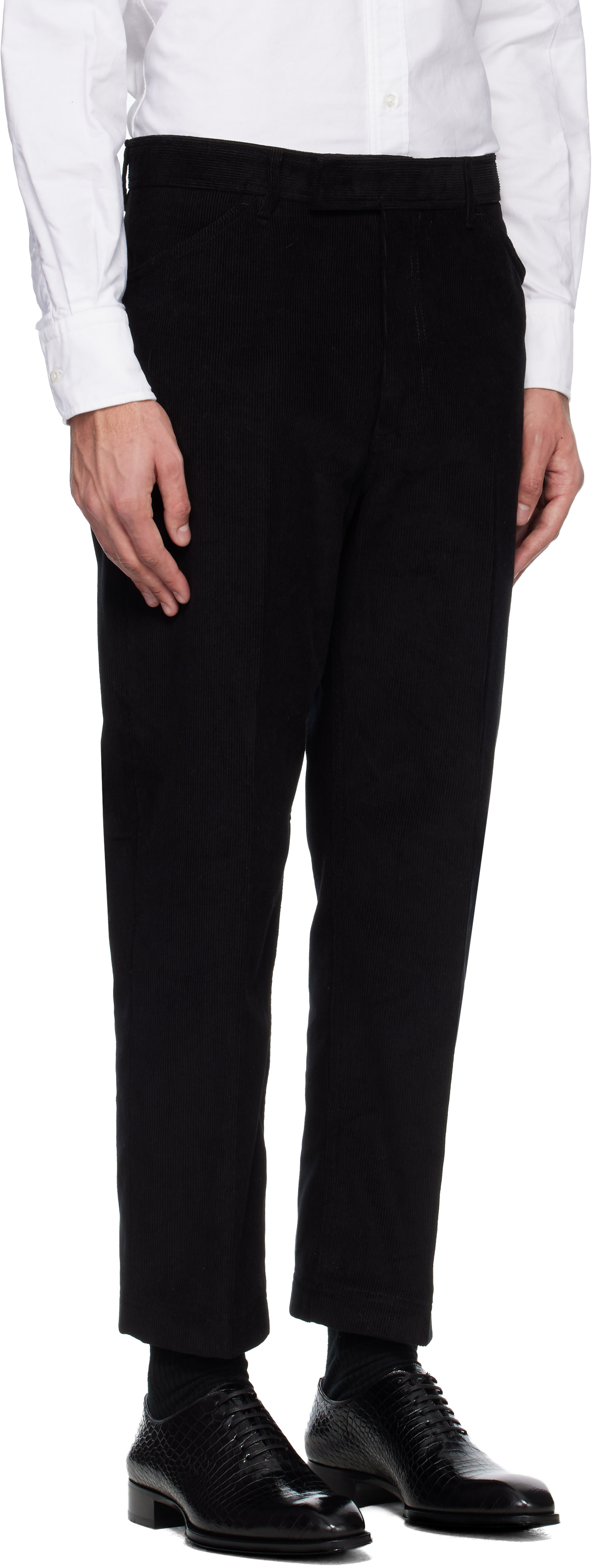 Thom Browne: ブラック Narrow Wale Corduroy テーパード チノパンツ