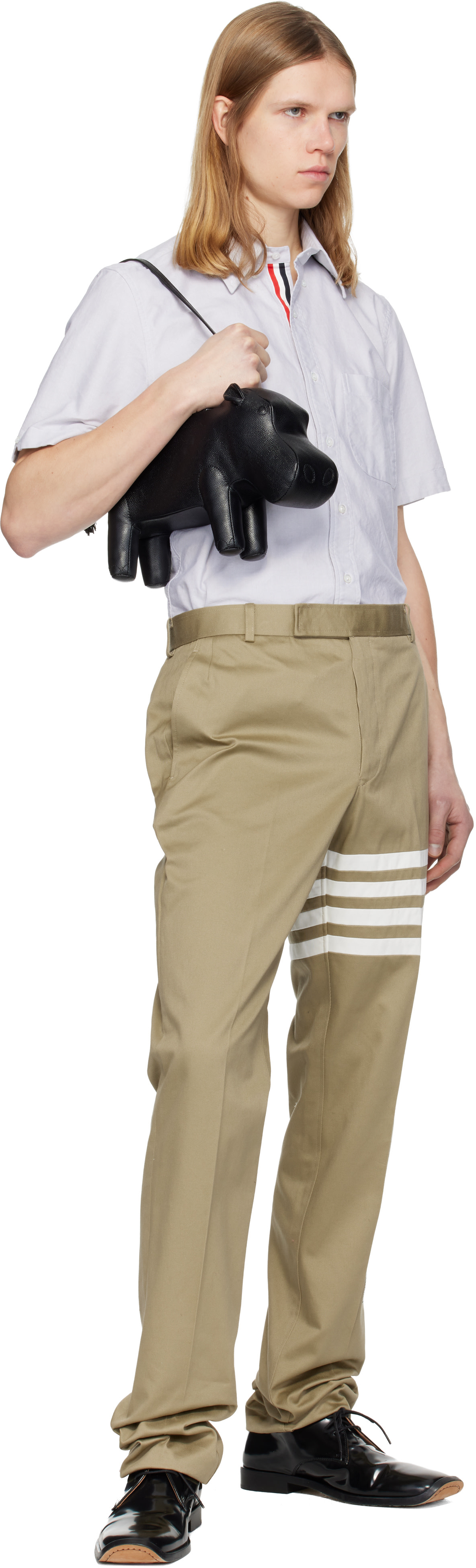 Thom Browne: Beige Cotton Twill 4-Bar Unconstructed Chino Trousers