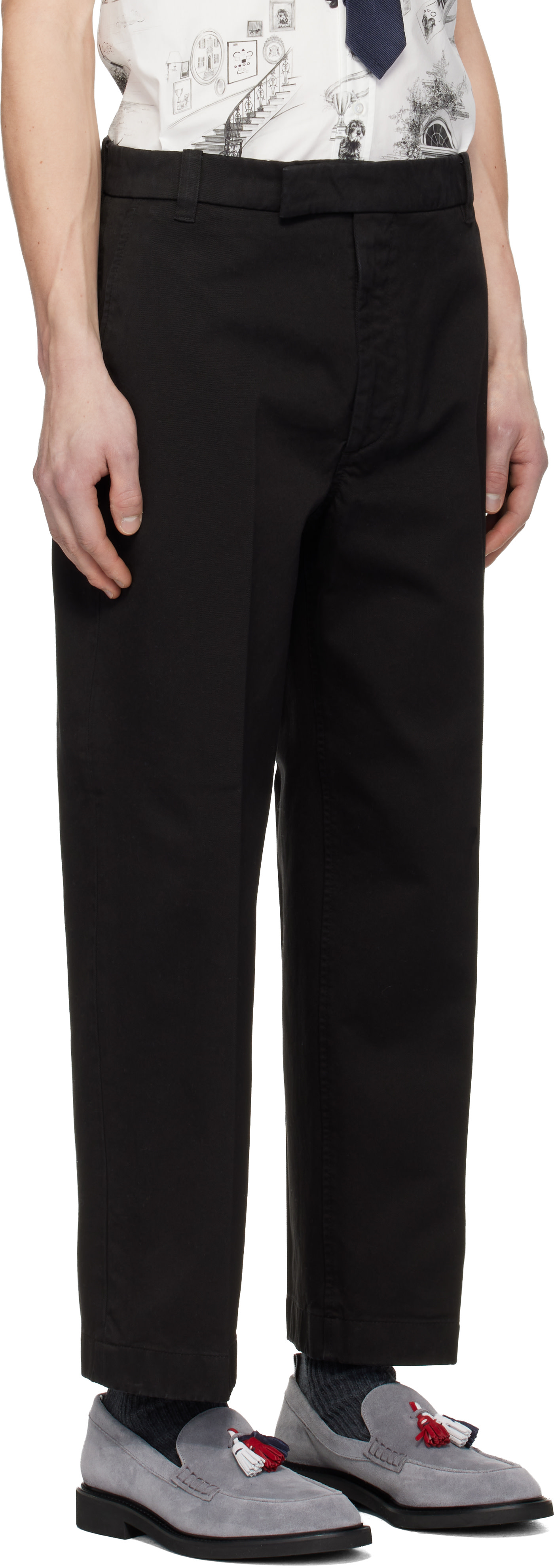 Thom Browne - Black Cotton Twill Tipping Straight Leg Beltloop Trouser - Men - Cotton - 2