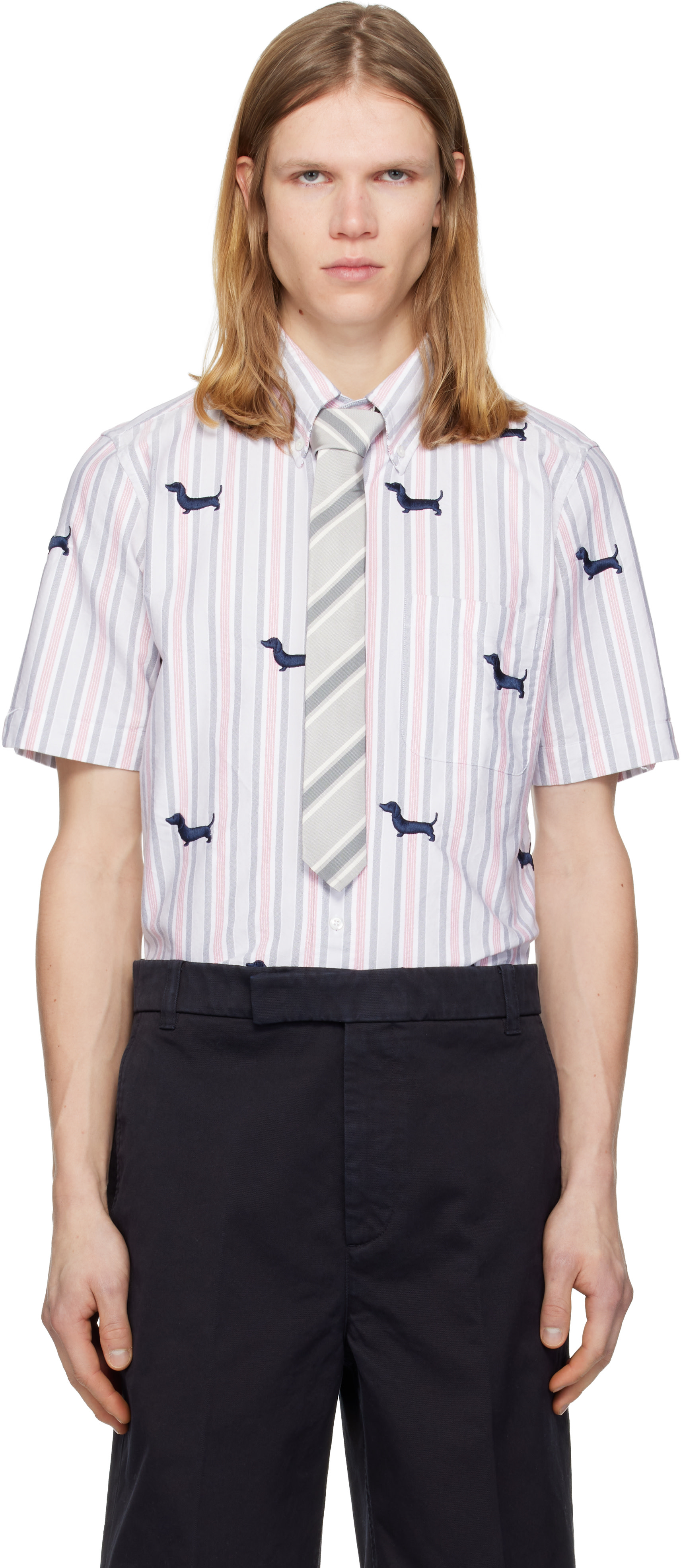 Thom Browne - 멀티컬러 스트레이트 핏 BD S/S 셔츠