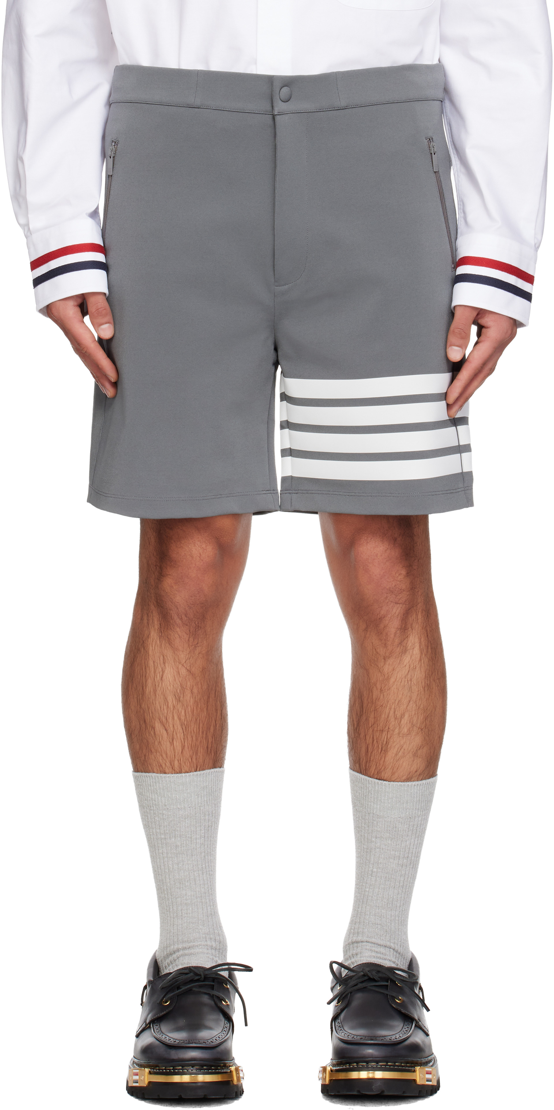 Thom Browne - Short technique gris à quatre rayures