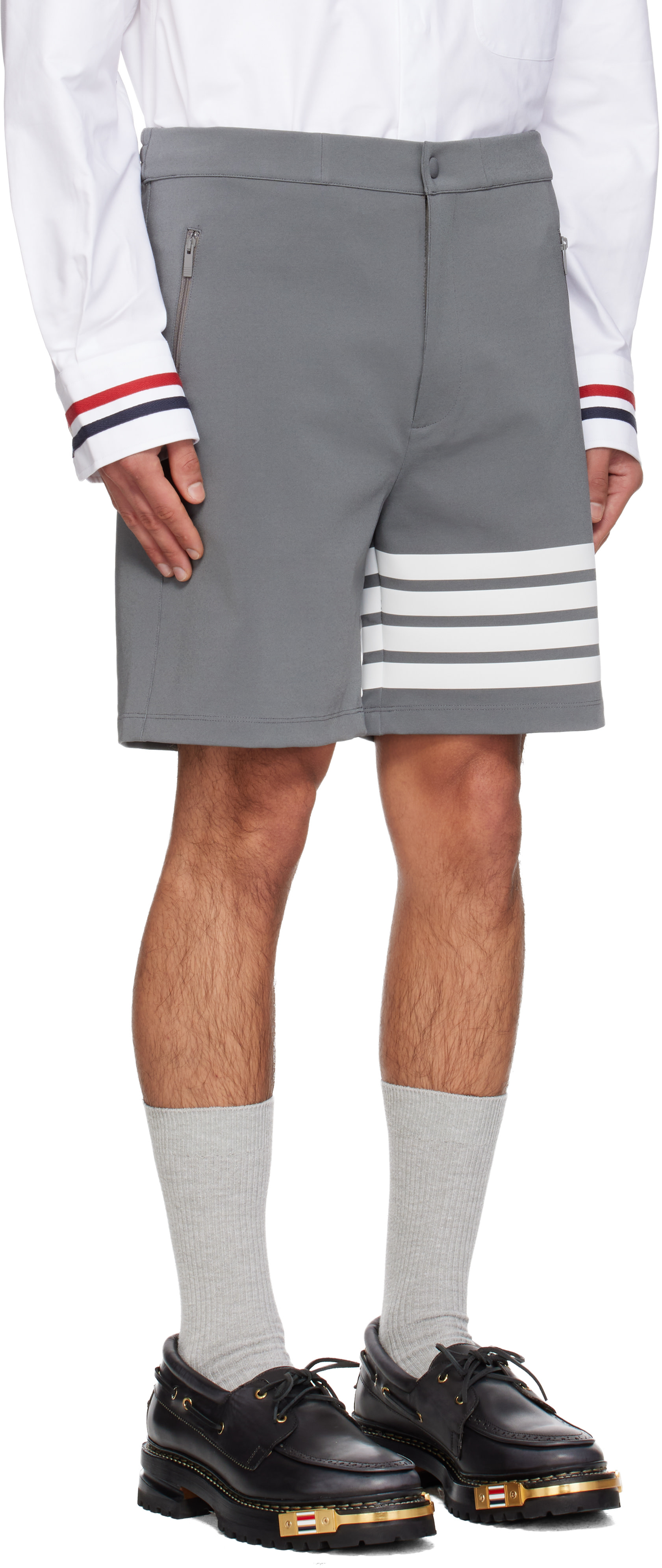 Thom Browne - Short technique gris à quatre rayures