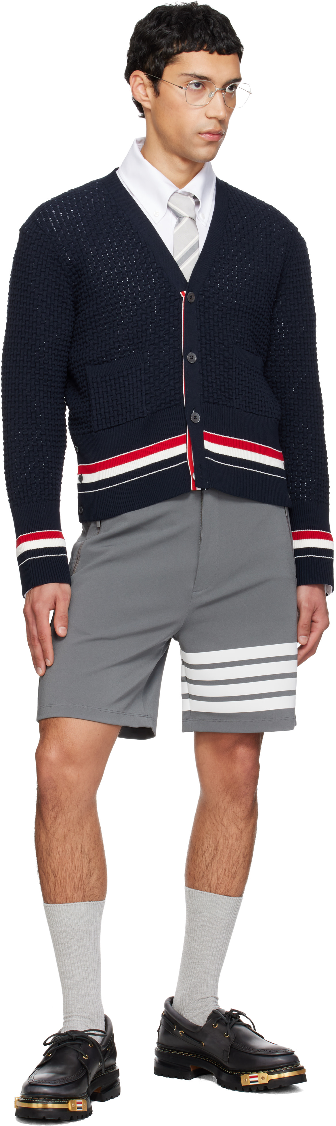 Thom Browne - Short technique gris à quatre rayures