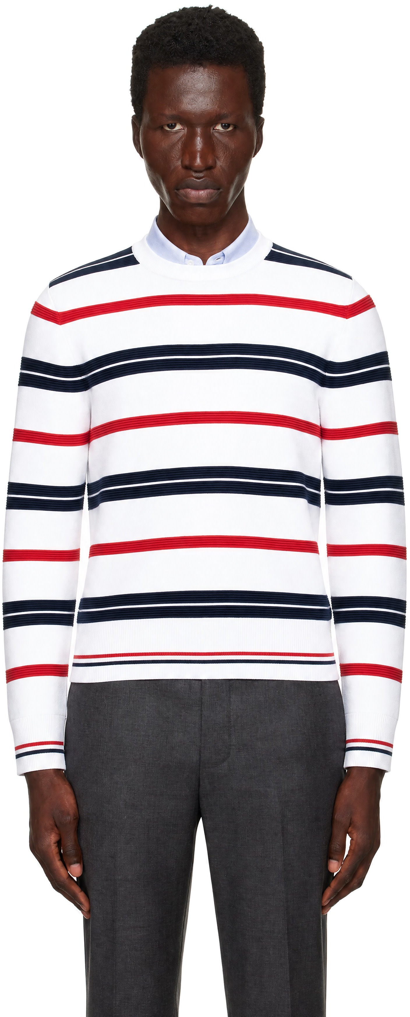 Thom Browne - White Rep Stripe RWB Pullover Sweater