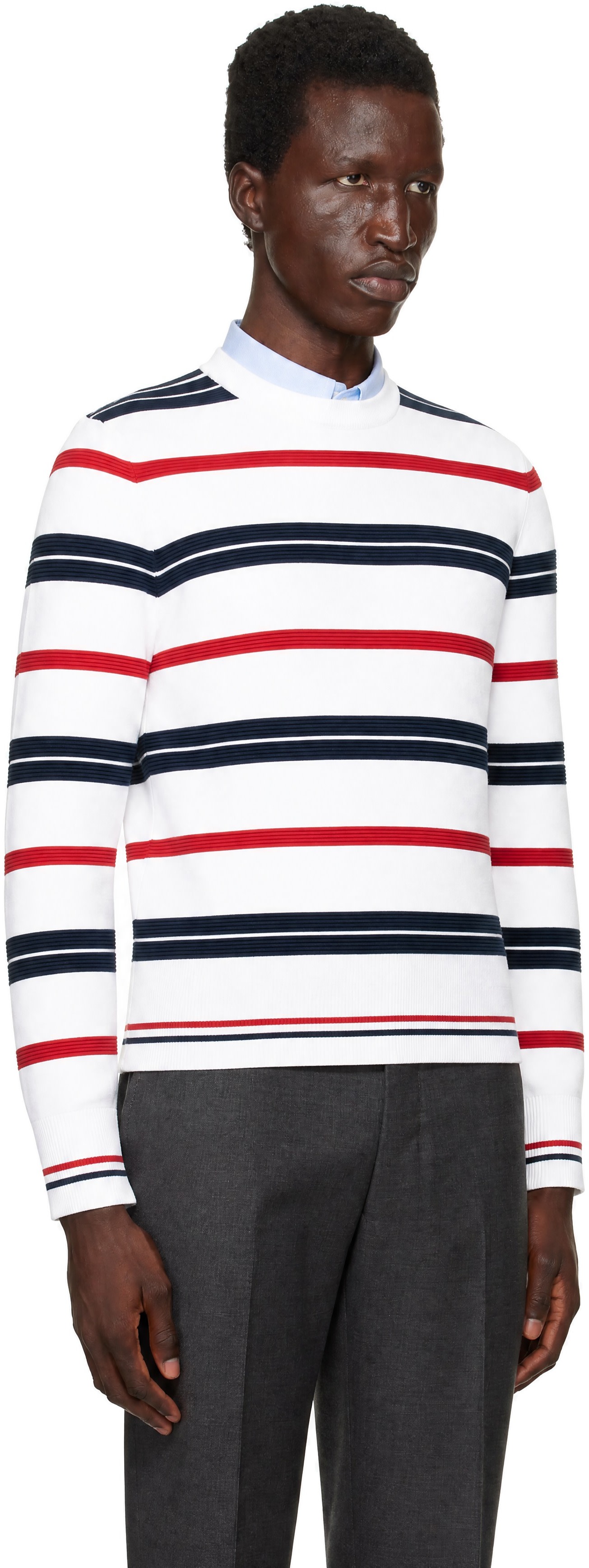 Thom Browne - White Rep Stripe RWB Pullover Sweater