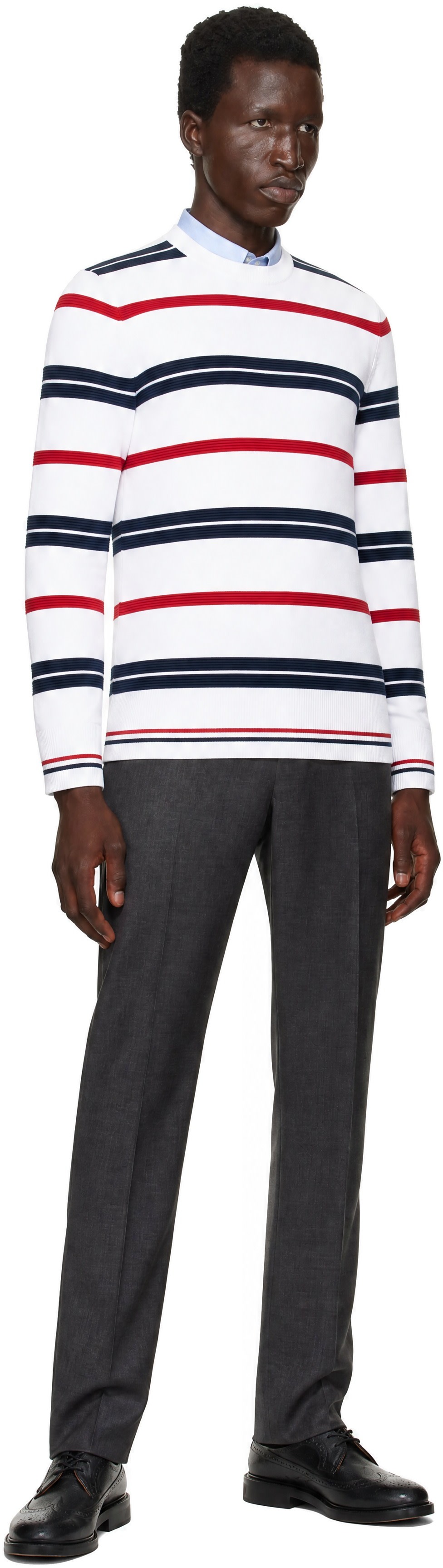 Thom Browne - White Rep Stripe RWB Pullover Sweater