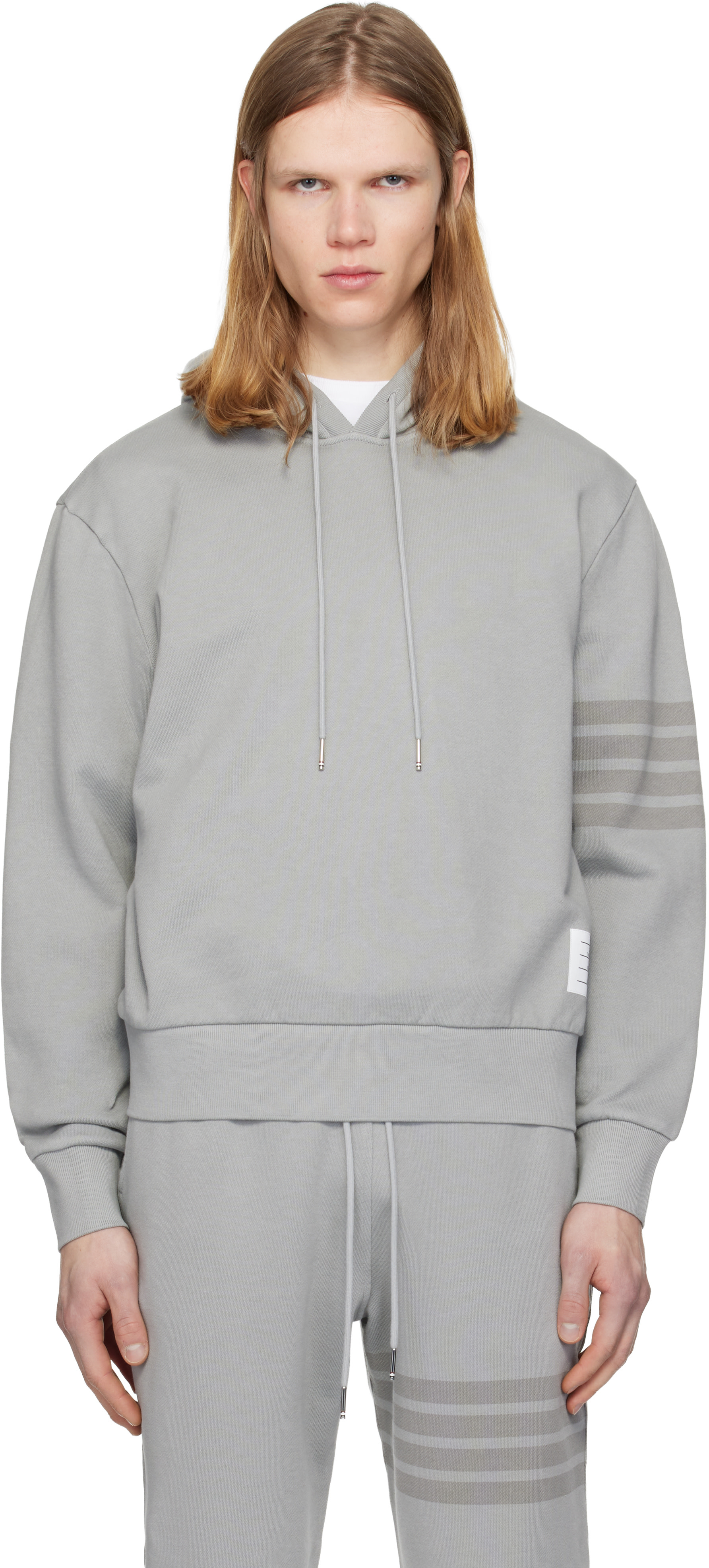 Thom Browne - Gray Solid Loopback Overdyed 4-Bar Hoodie