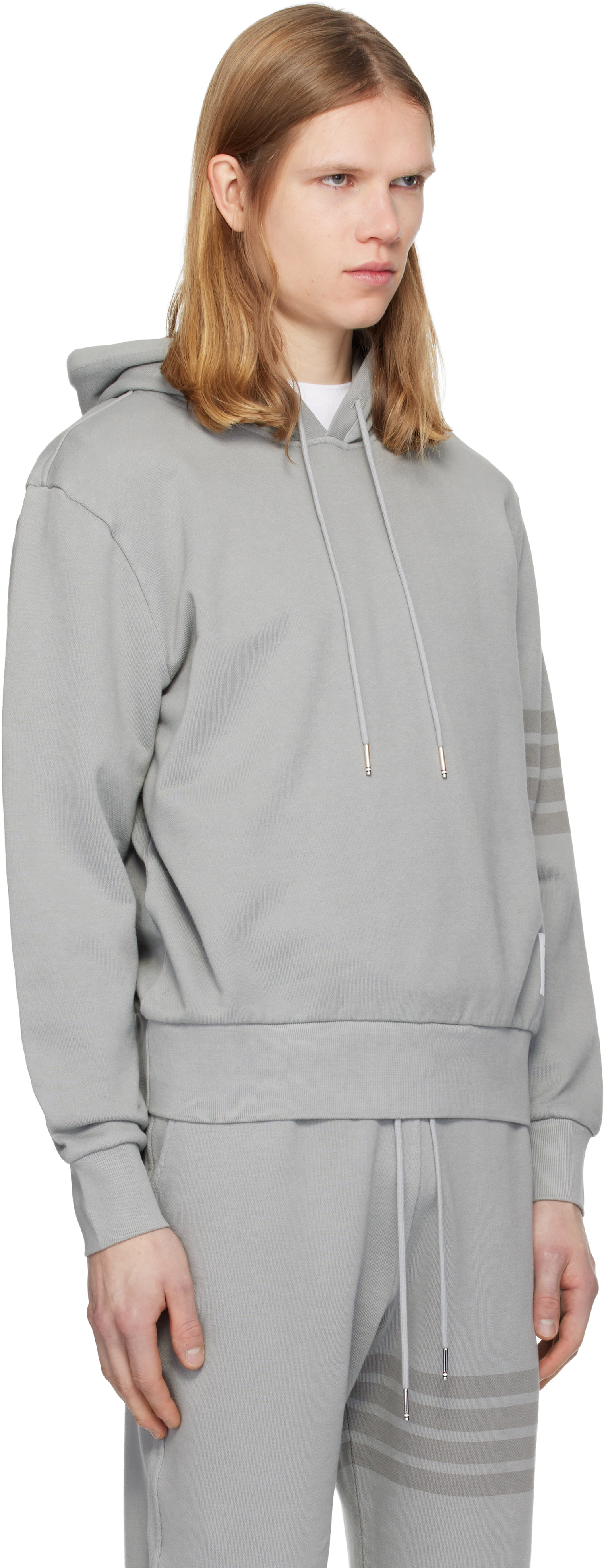 Thom Browne - Gray Solid Loopback Overdyed 4-Bar Hoodie