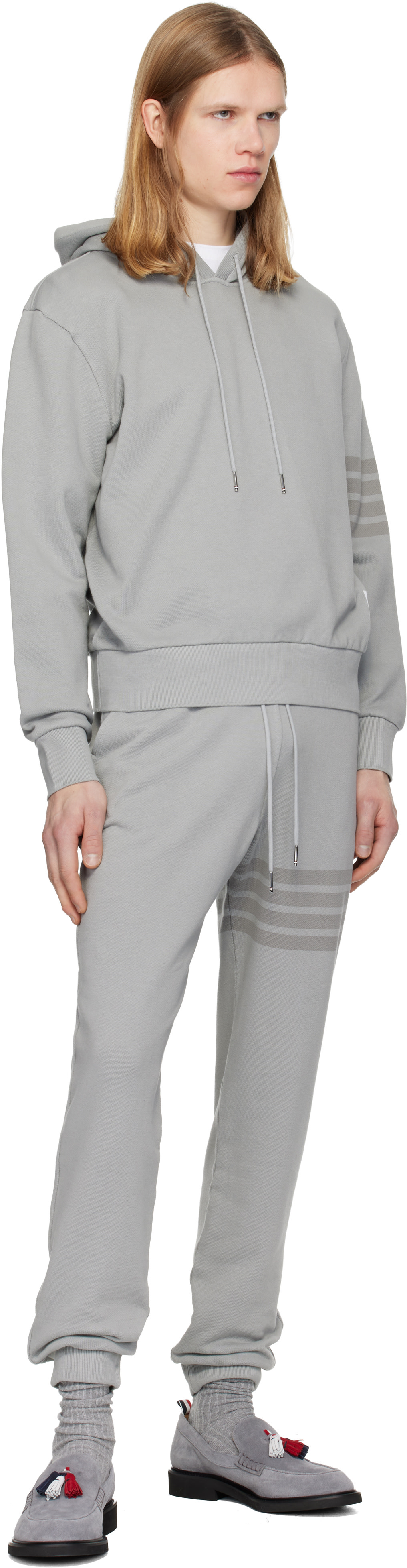 Thom Browne - Gray Solid Loopback Overdyed 4-Bar Hoodie