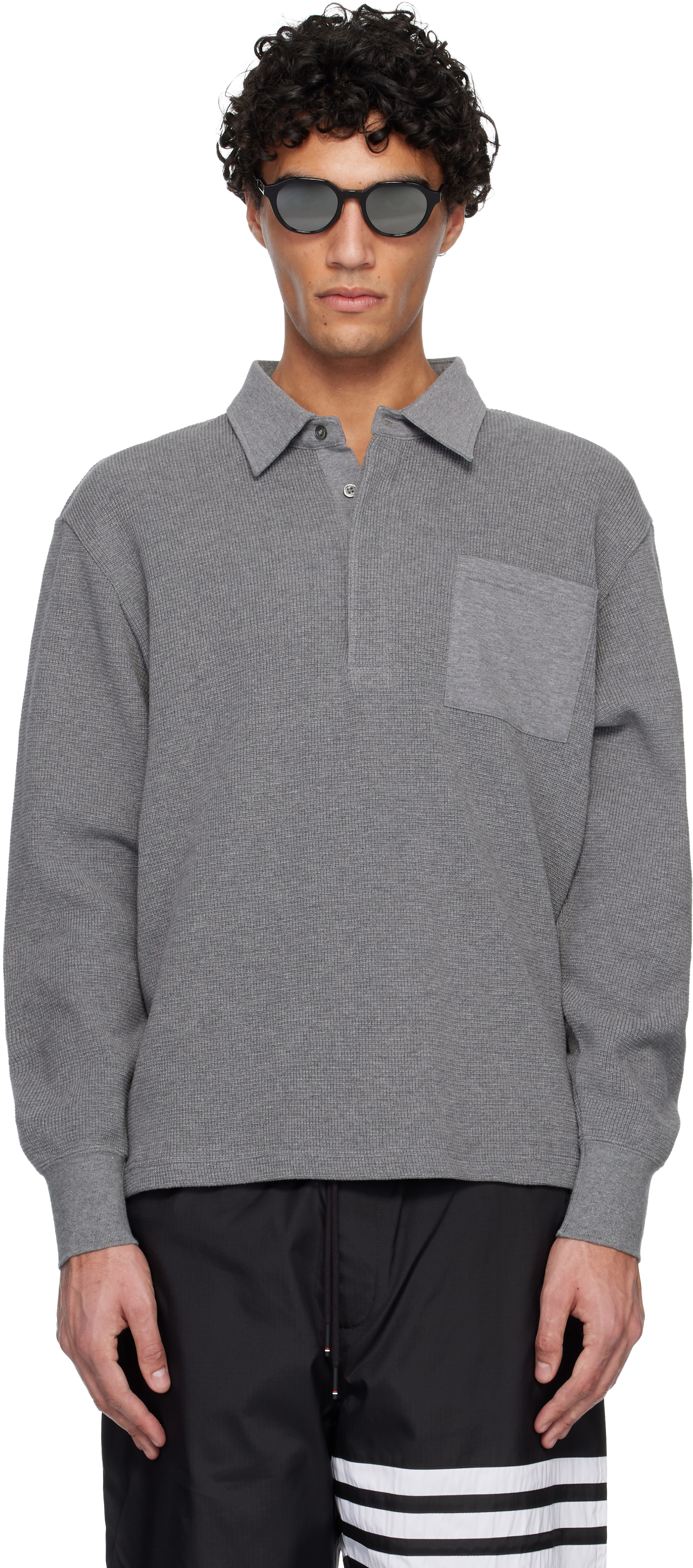 THOM BROWNE ポロシャツ サイズ2 グレー Thom Browne: Gray Rugby Polo | SSENSE