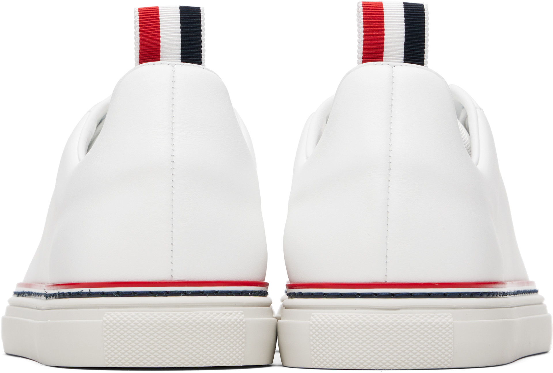 Thom Browne: ホワイト ヴィッテロカーフ テニススニーカー | SSENSE 日本