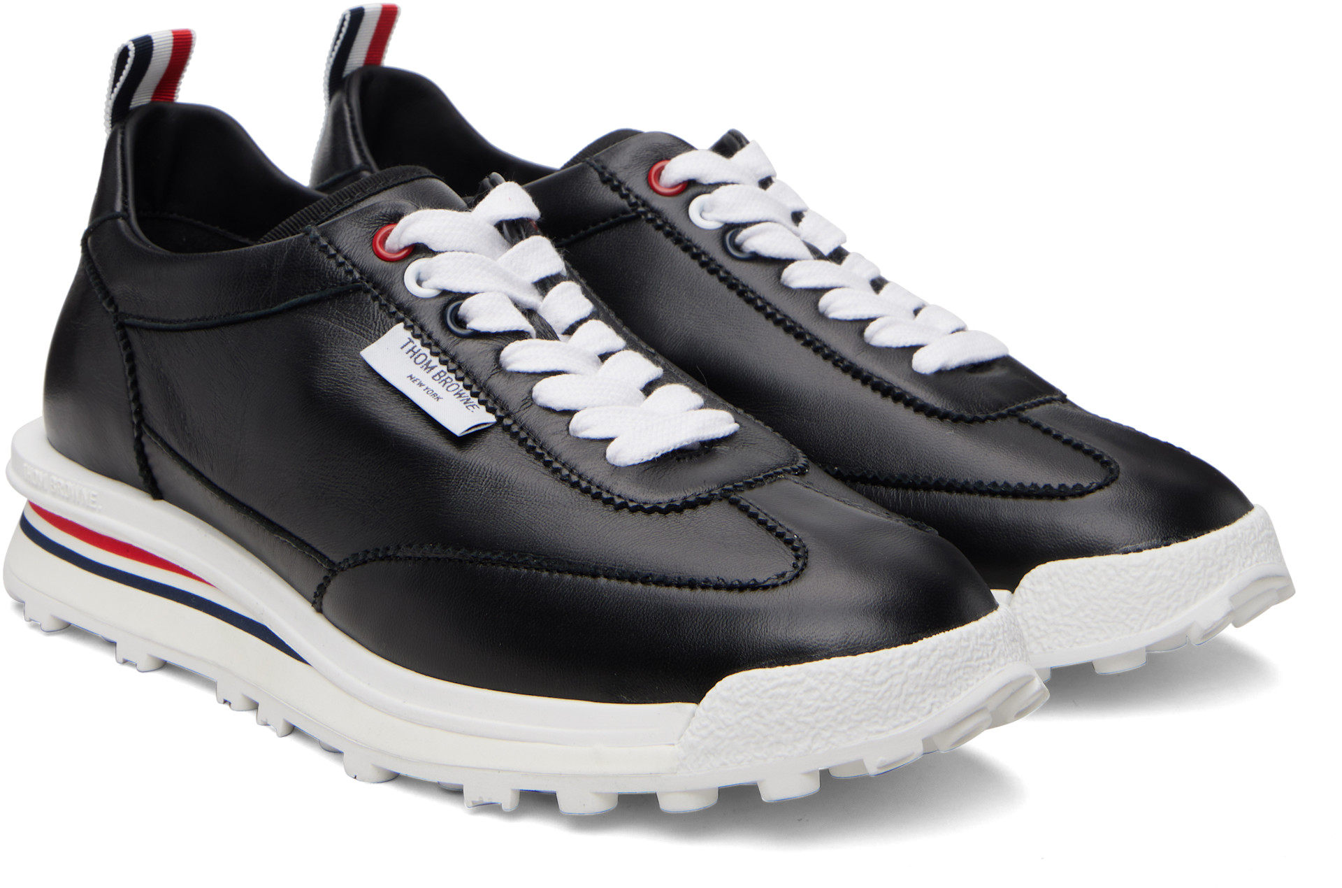Thom Browne - 블랙 소프트 나파 RWB 테크 러너 스니커즈