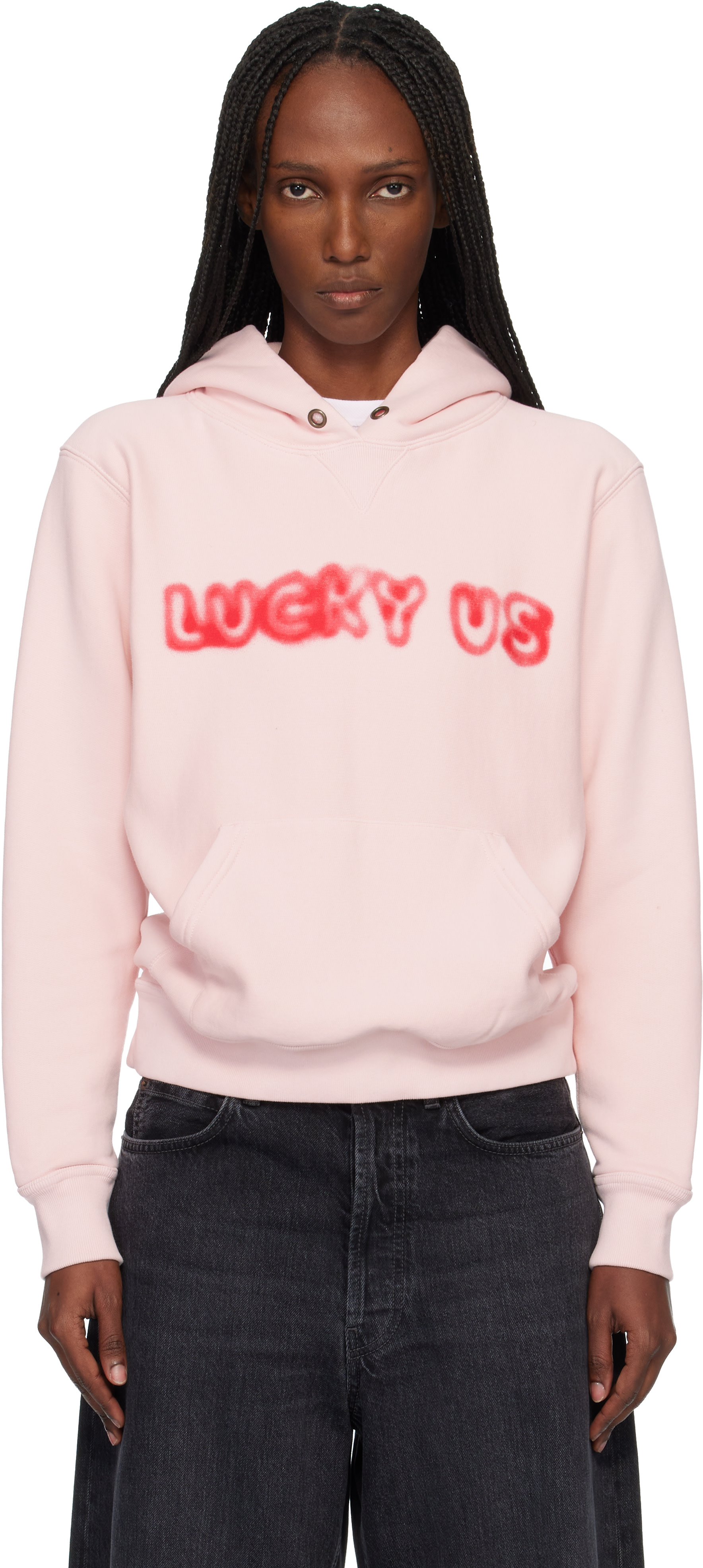 Kenzo - Pull à capuche rose à texte