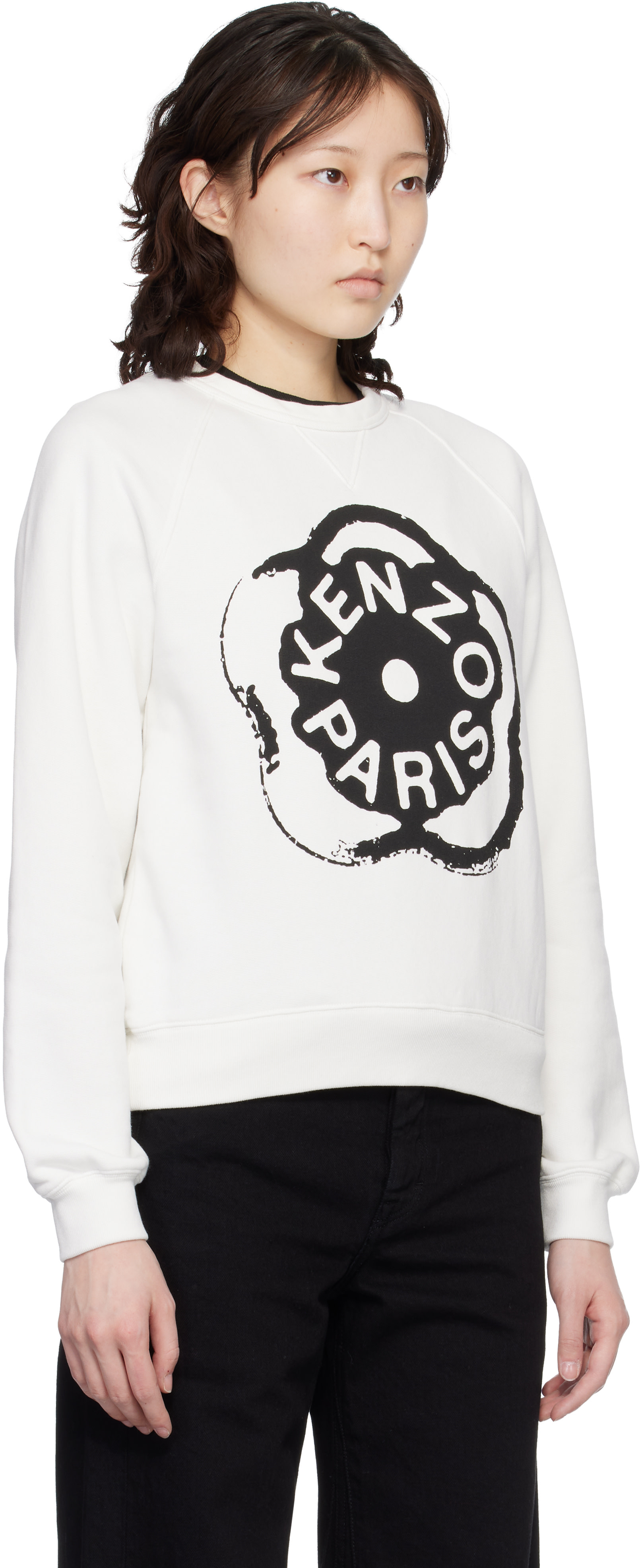 Kenzo - Pull molletonné blanc cassé - BOKE FLOWER 2.0