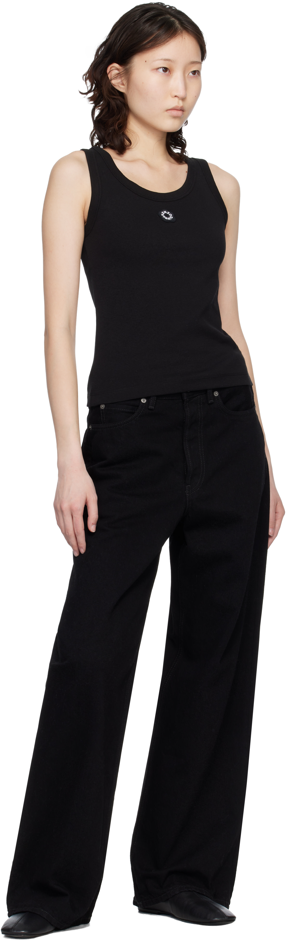 Kenzo: Black Kenzo Paris 'Boke Flower 2.0' Embroidered Tank Top