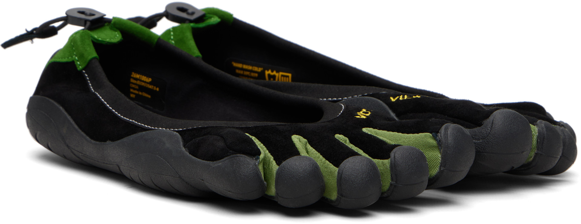 Vibram FiveFingers: ブラック＆グリーン Classic EVO シューズ 