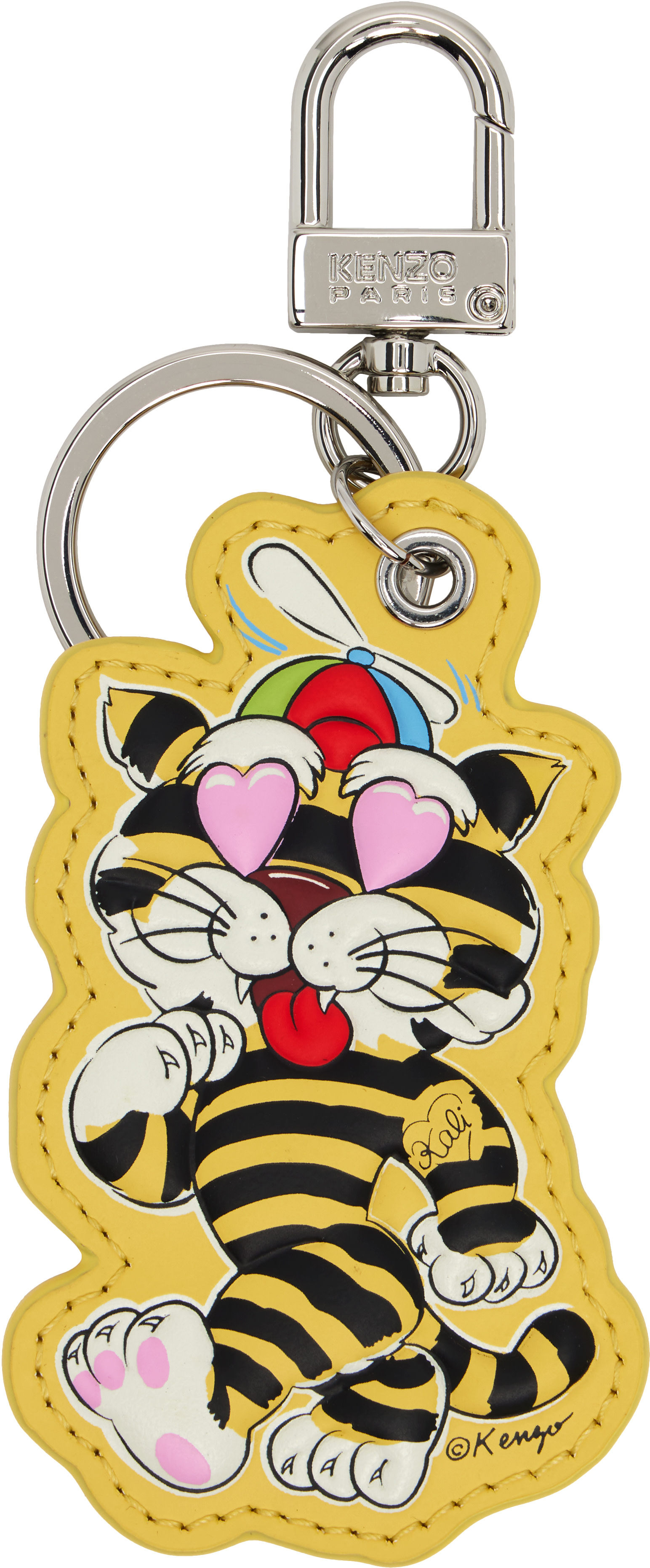 Kenzo: Yellow Kenzo Paris 'KENZO Cartoon' Charm Keychain | SSENSE