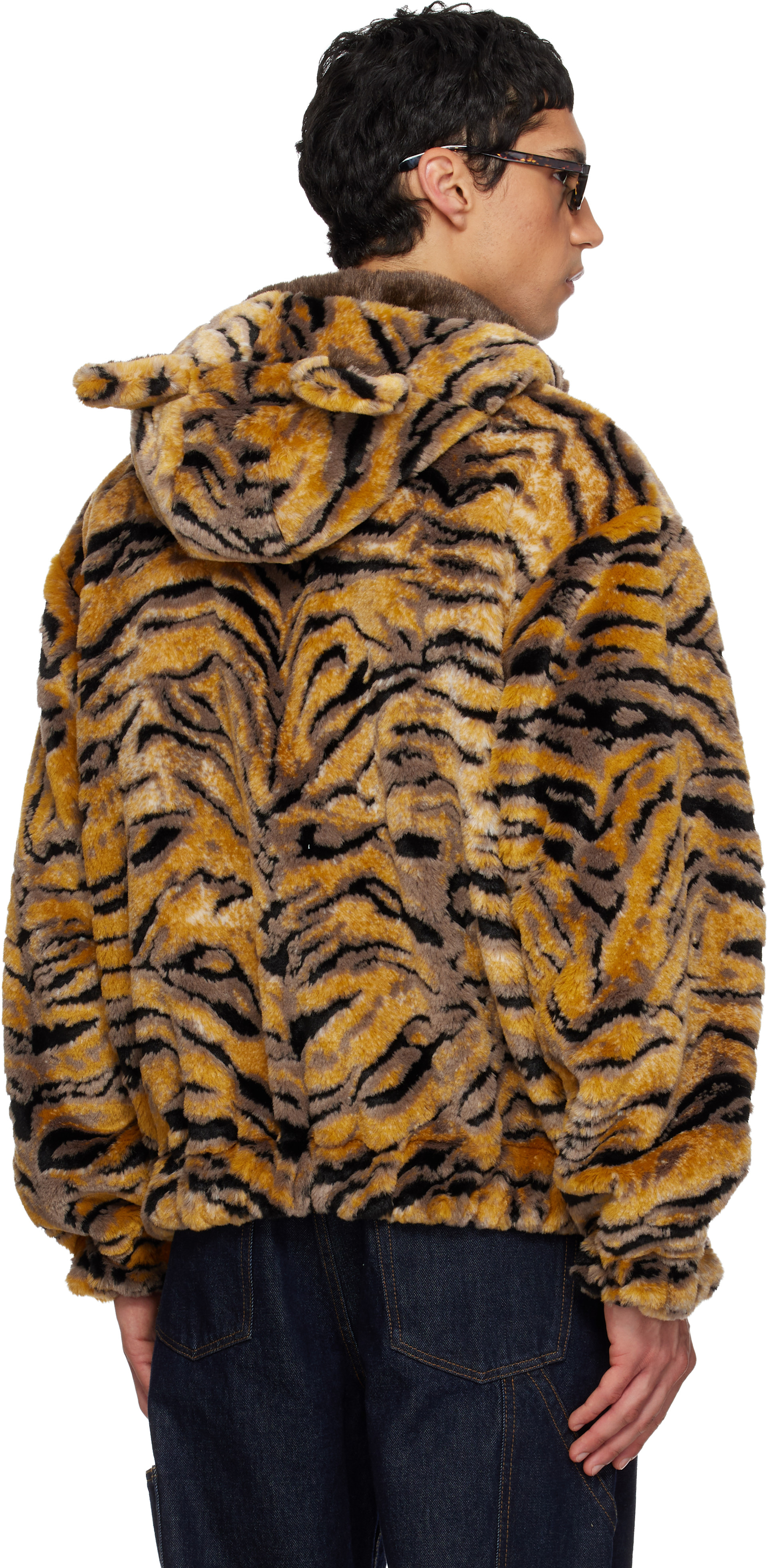Kenzo - Orange Kenzo Paris 'KENZO Tiger' Faux-Fur Jacket