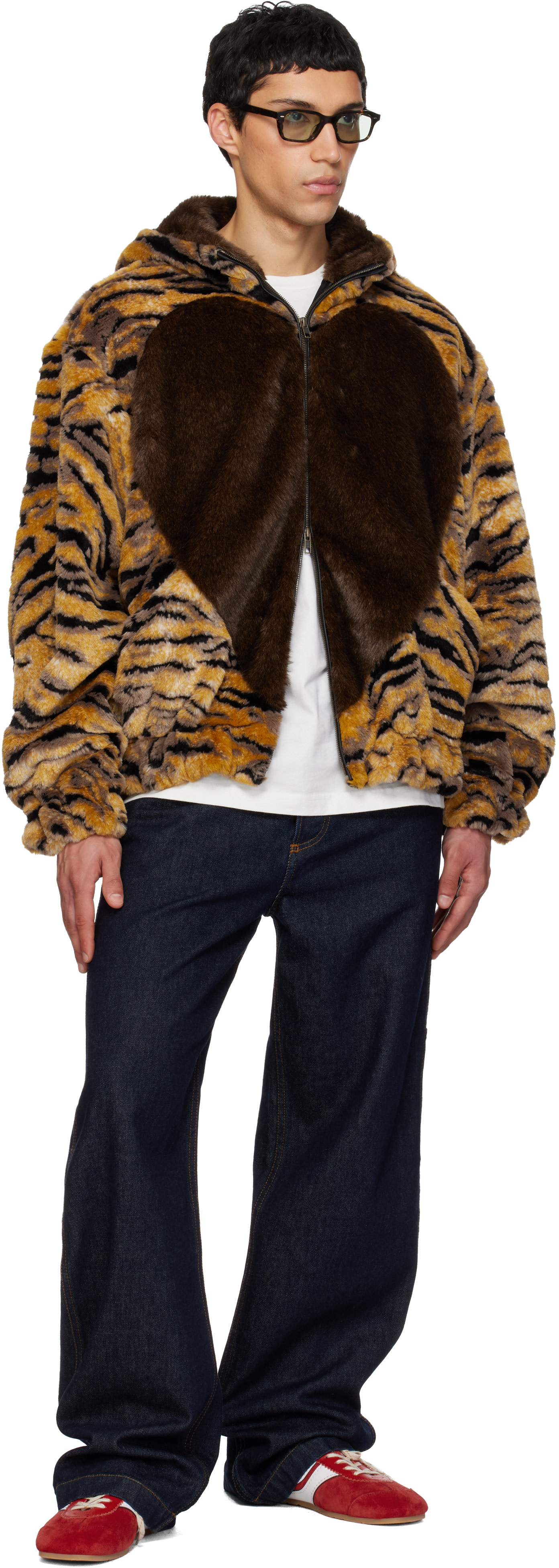 Kenzo - Orange Kenzo Paris 'KENZO Tiger' Faux-Fur Jacket