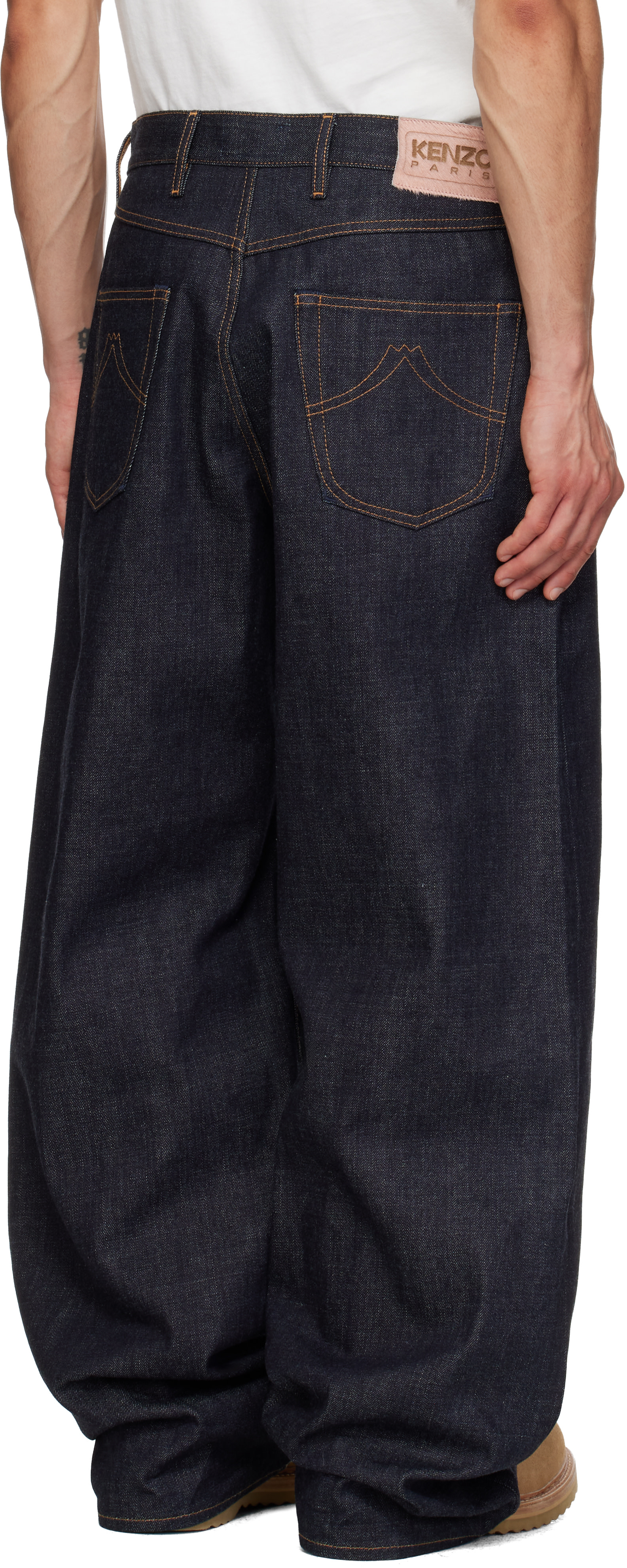 Kenzo - Jean ample indigo à revers roulés