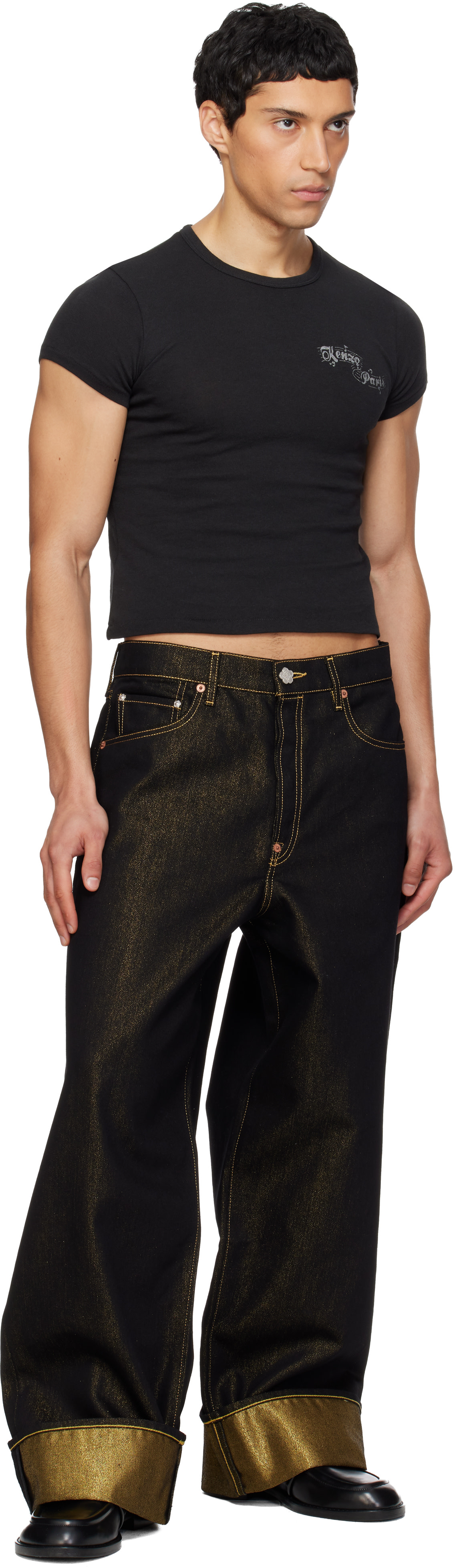 Kenzo: Black Turn Up Wide Fit Jeans | SSENSE