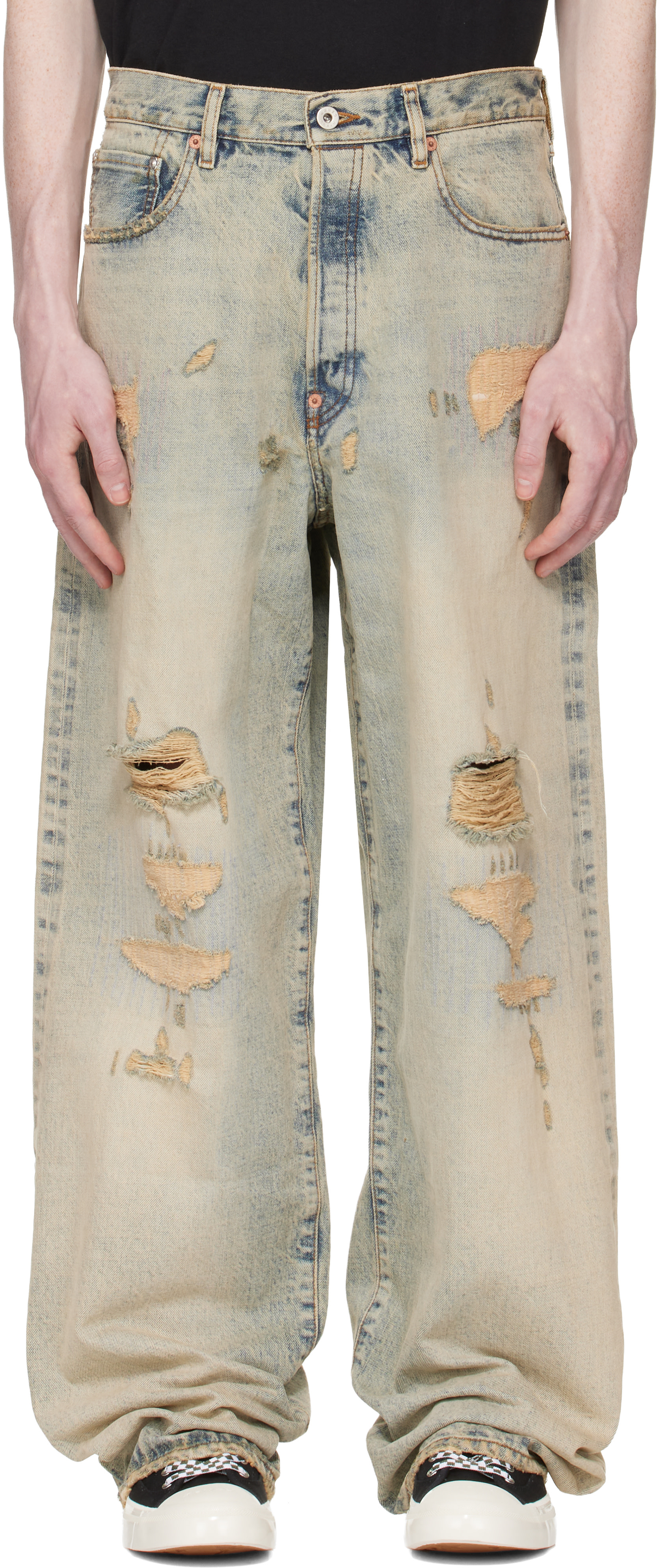 KENZO 青海波パンツ US 32 Kenzo: Blue Kenzo Paris Turn Up Wide Fit Jeans | SSENSE