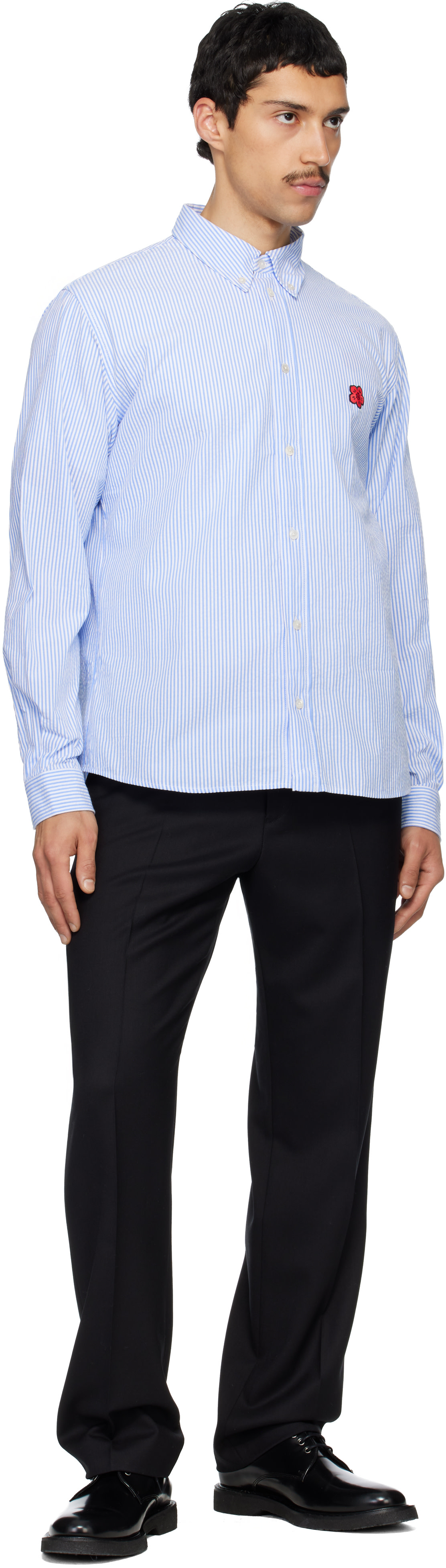 Kenzo: Blue Kenzo Paris 'Boke Flower' Embroidered Casual Shirt