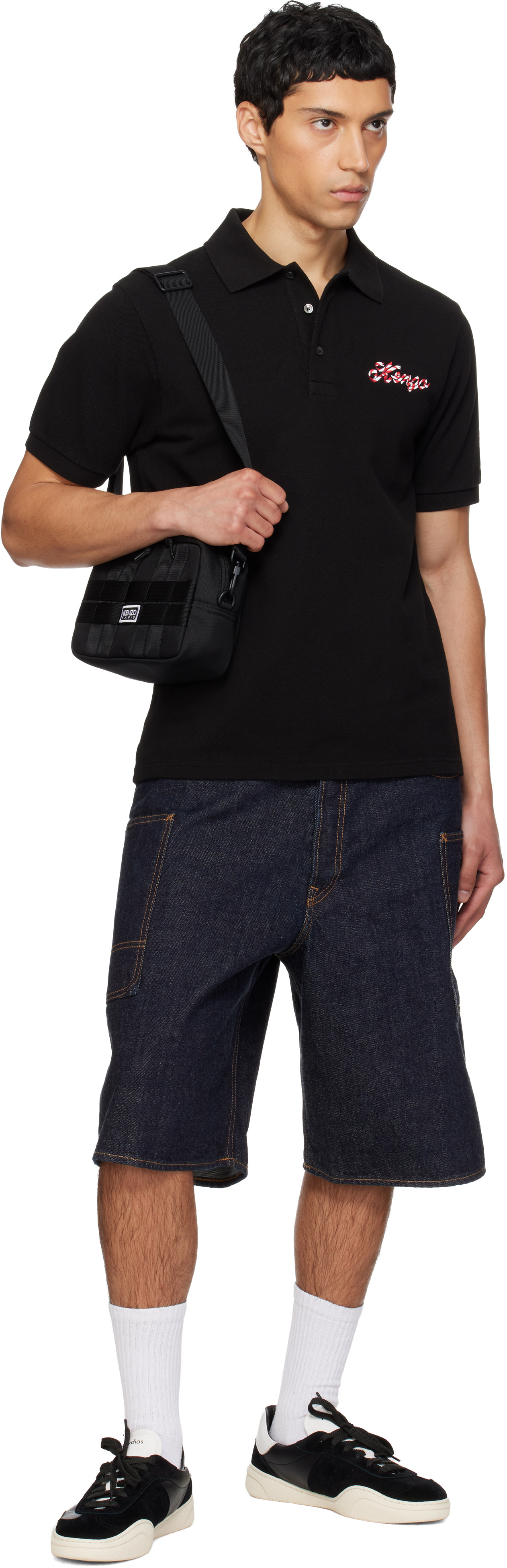 Kenzo: Navy Kenzo Paris Cargo Monkey Fit Denim Shorts | SSENSE Canada