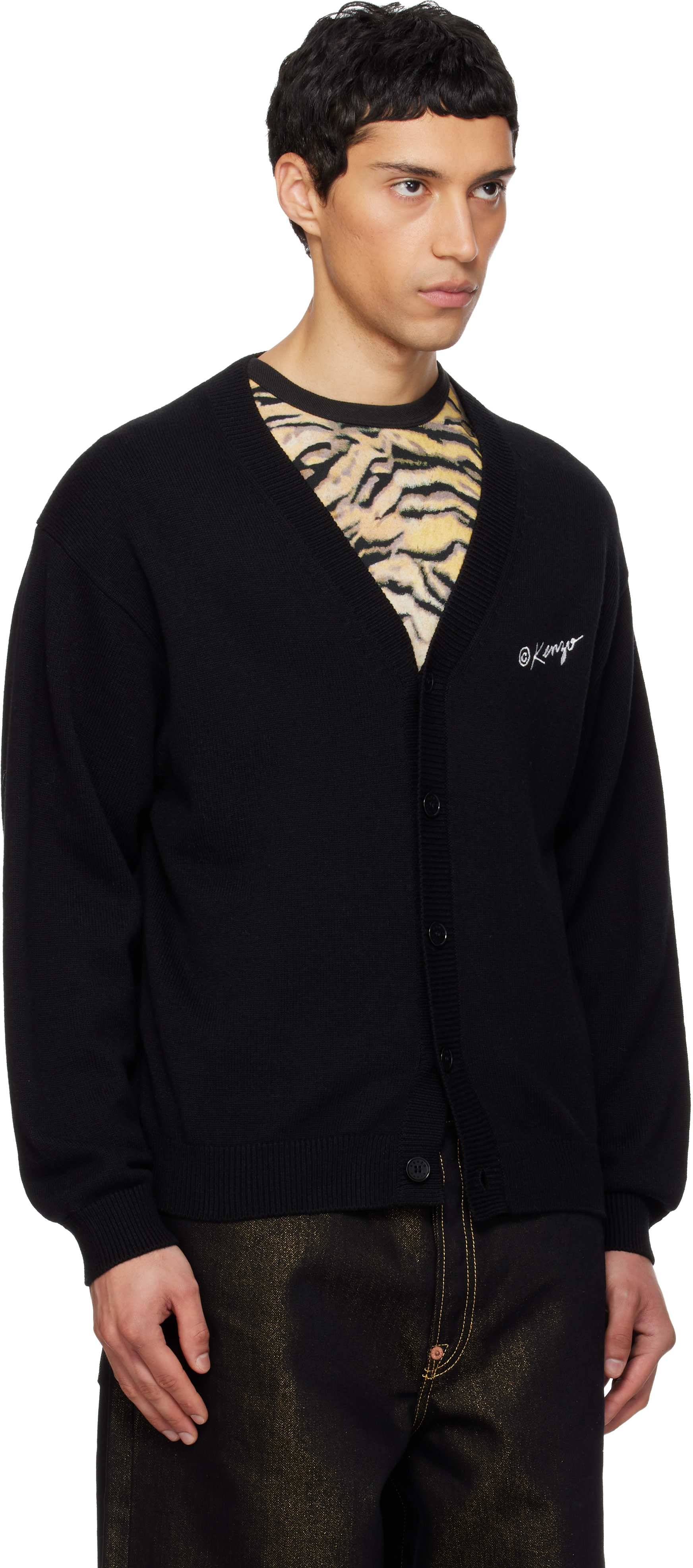 Kenzo: Black Kenzo Paris 'KENZO Wild Tiger' Cardigan | SSENSE