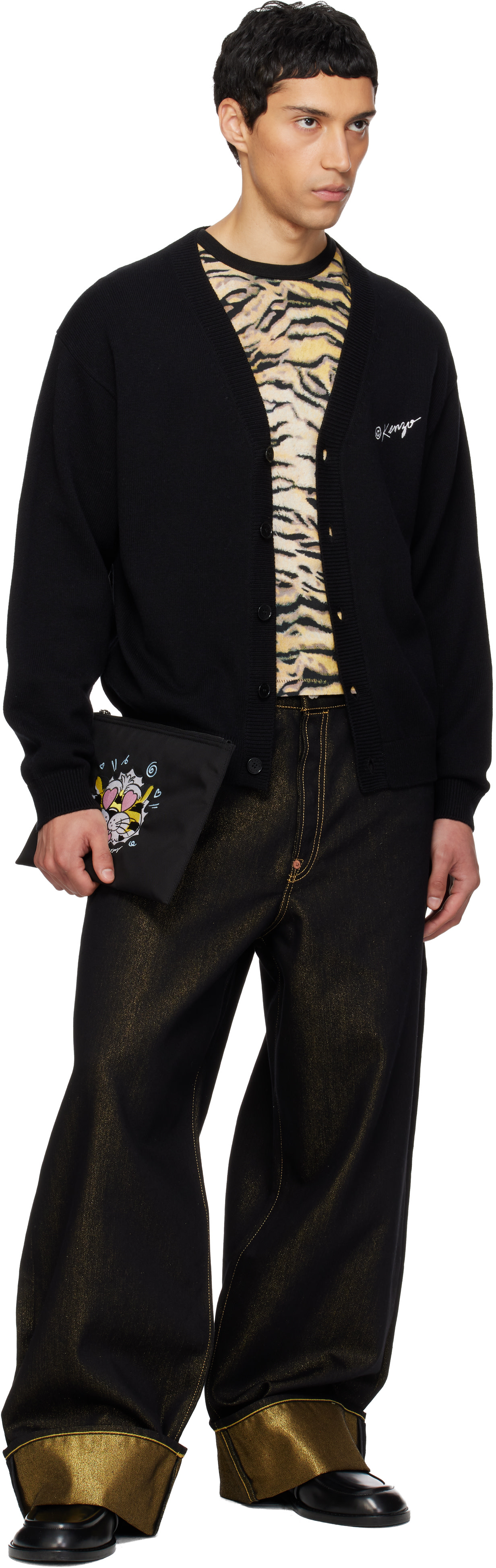 Kenzo: Black Kenzo Paris 'KENZO Wild Tiger' Cardigan | SSENSE